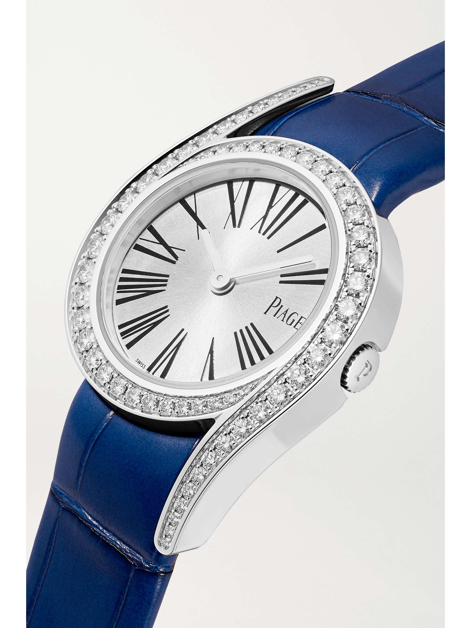 PIAGET Limelight Gala 26 毫米 18K 白金钻石腕表（短吻鳄鱼皮表带）