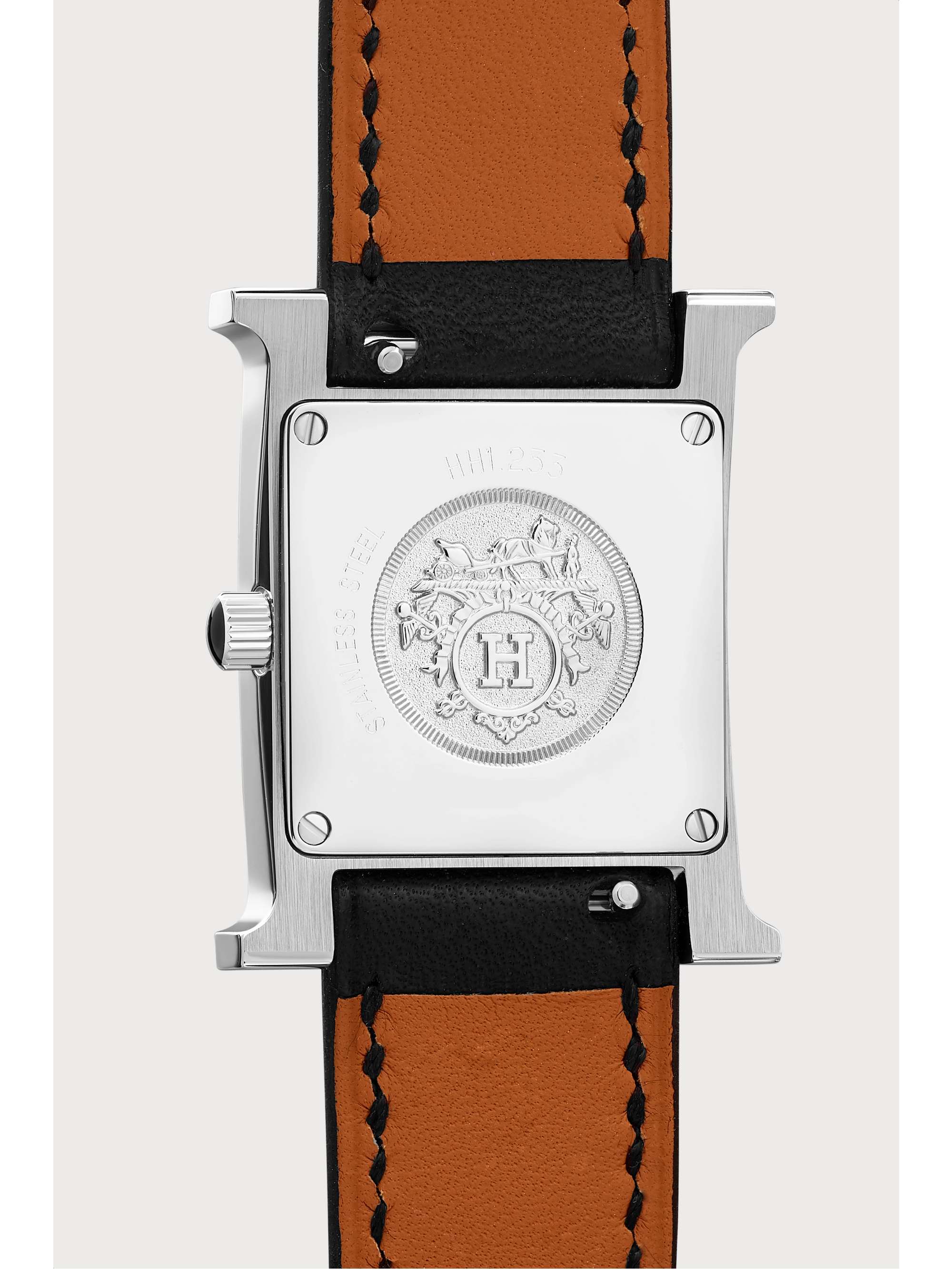 HERMÈS TIMEPIECES Heure H Double Jeu 21mm small stainless steel, lacquer, leather and diamond watch