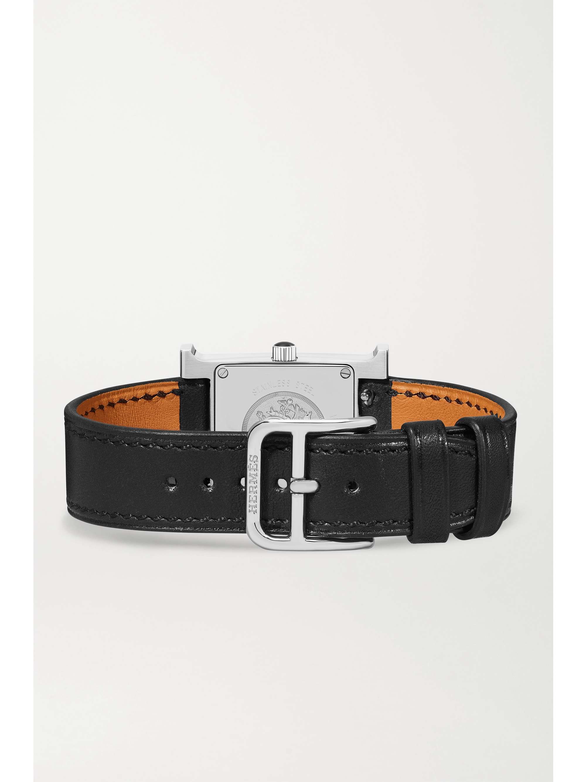 HERMÈS TIMEPIECES Heure H Double Jeu 21mm small stainless steel, lacquer, leather and diamond watch