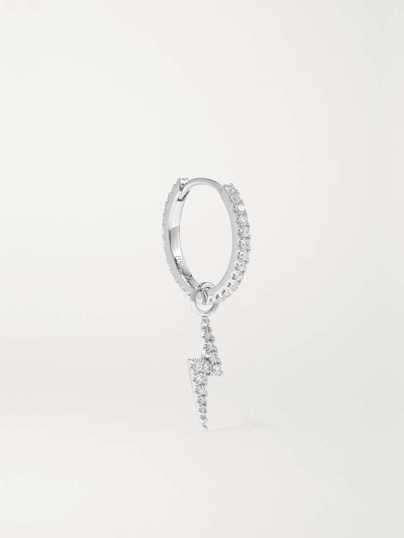 MARIA TASH Eternity + Lightning Bolt 9.5mm 18-karat White Gold Diamond Earring