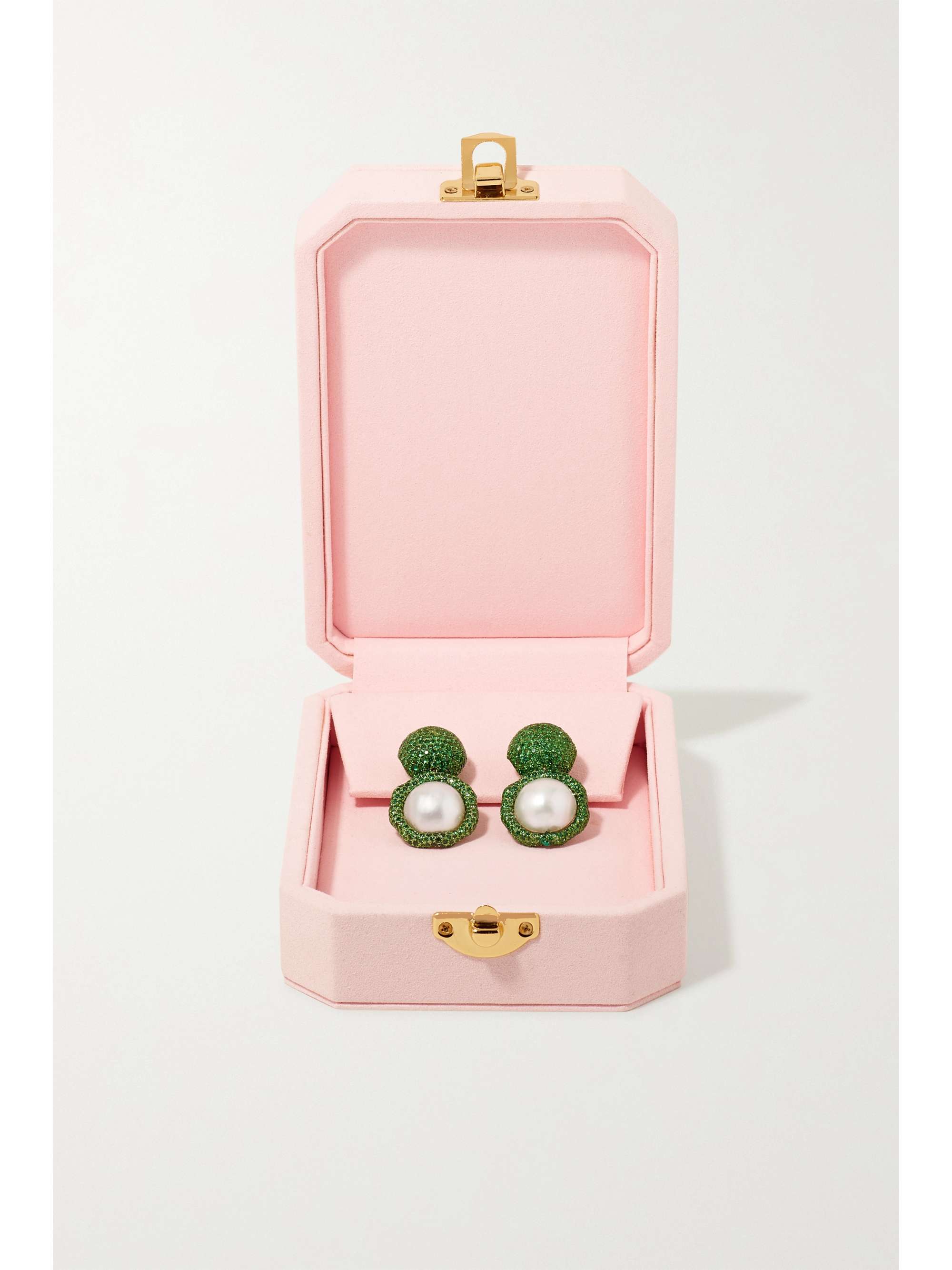 BINA GOENKA 18-karat gold, tsavorite and pearl earrings