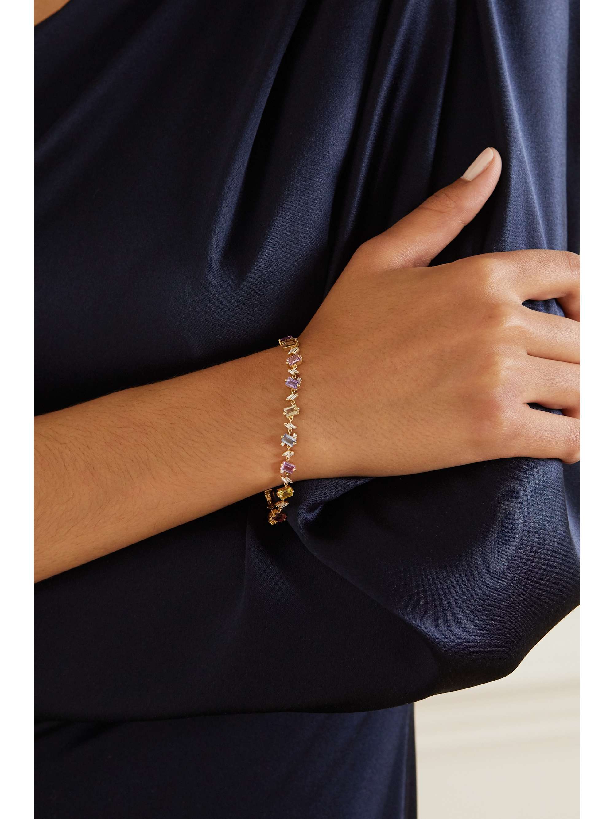 SUZANNE KALAN 18-karat gold, sapphire and diamond bracelet