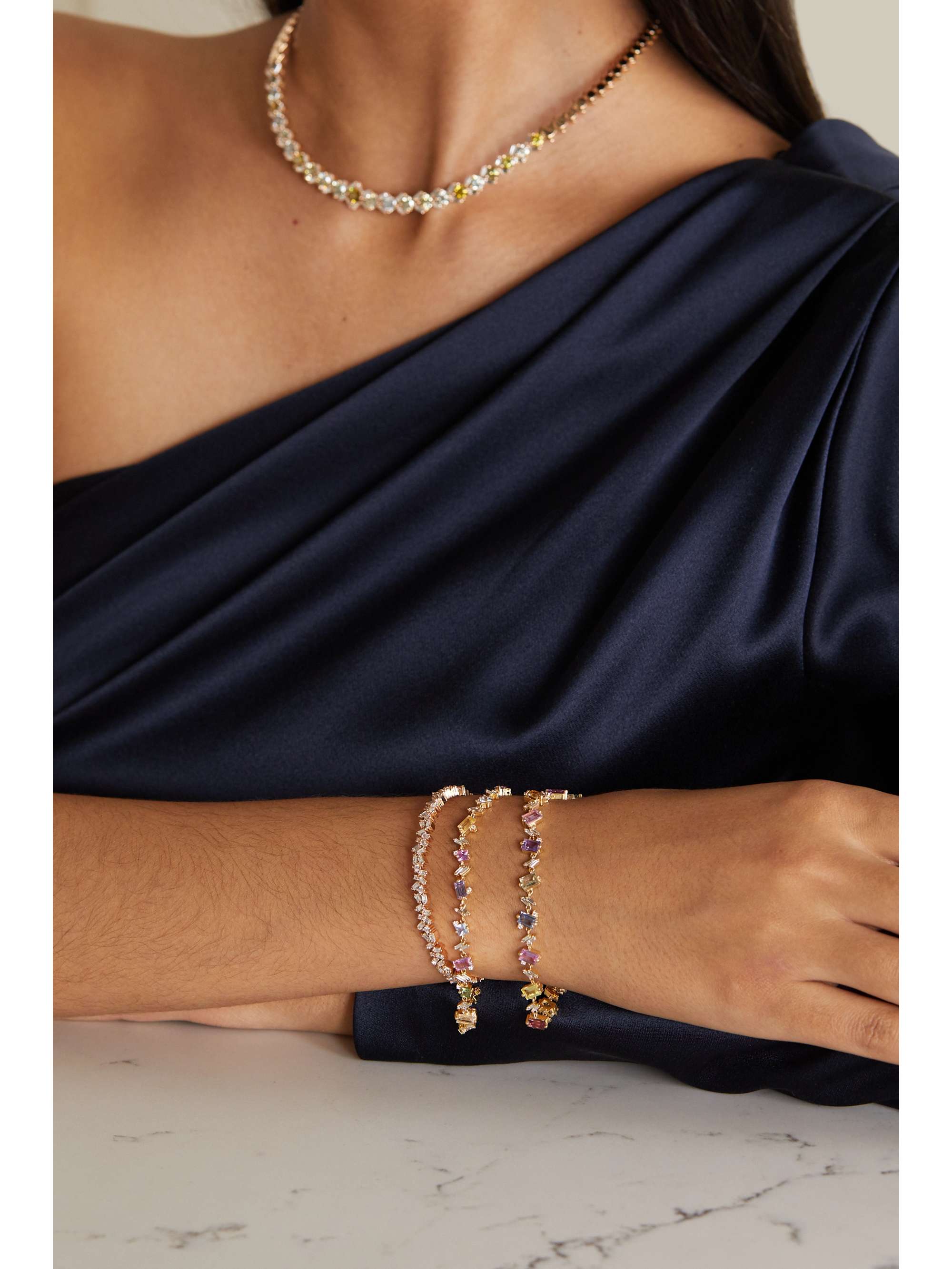 SUZANNE KALAN 18-karat gold, sapphire and diamond bracelet