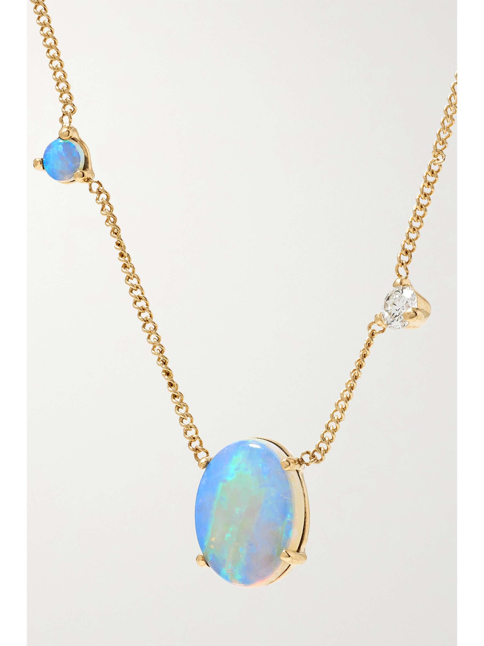 WWAKE 14-karat gold, opal and diamond necklace