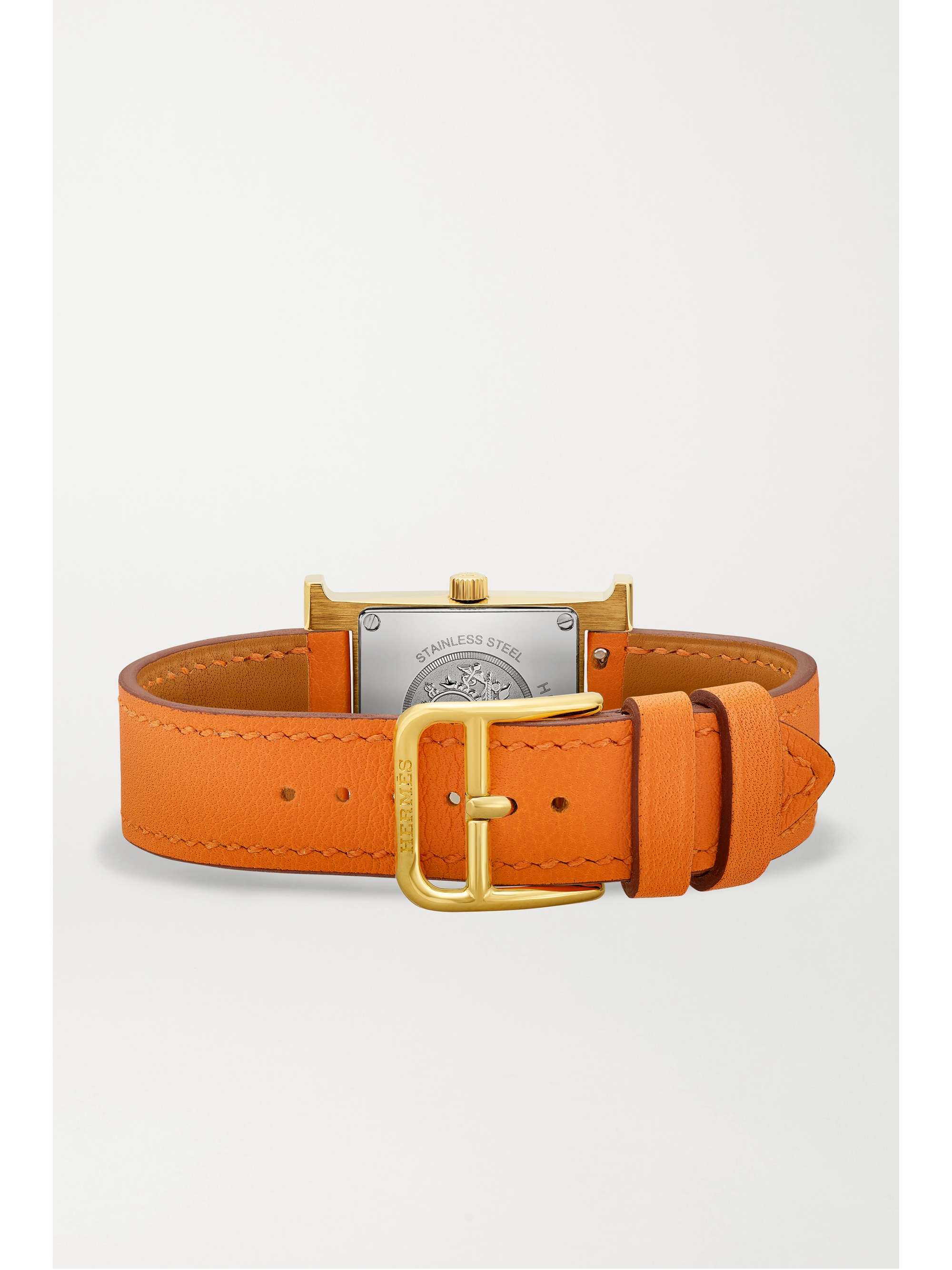 HERMÈS TIMEPIECES Heure H 21mm small gold-plated and textured-leather watch