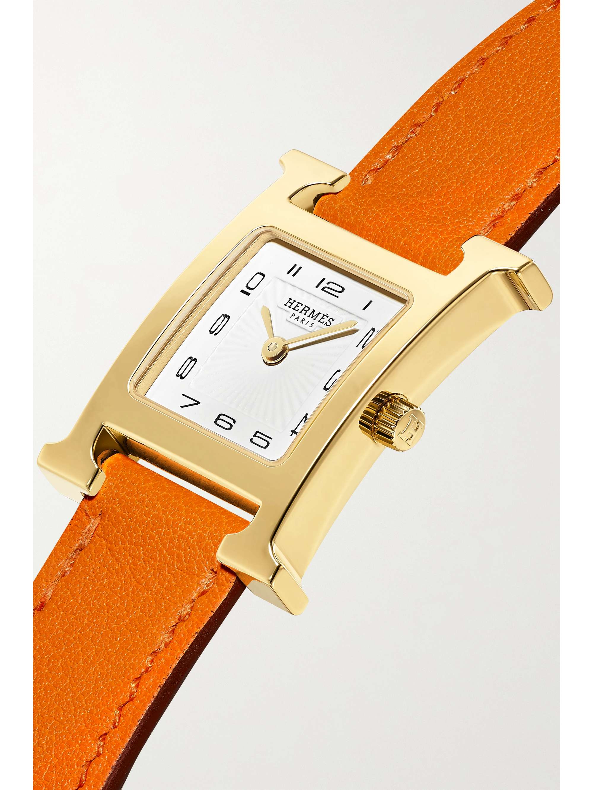 HERMÈS TIMEPIECES Heure H 21mm small gold-plated and textured-leather watch