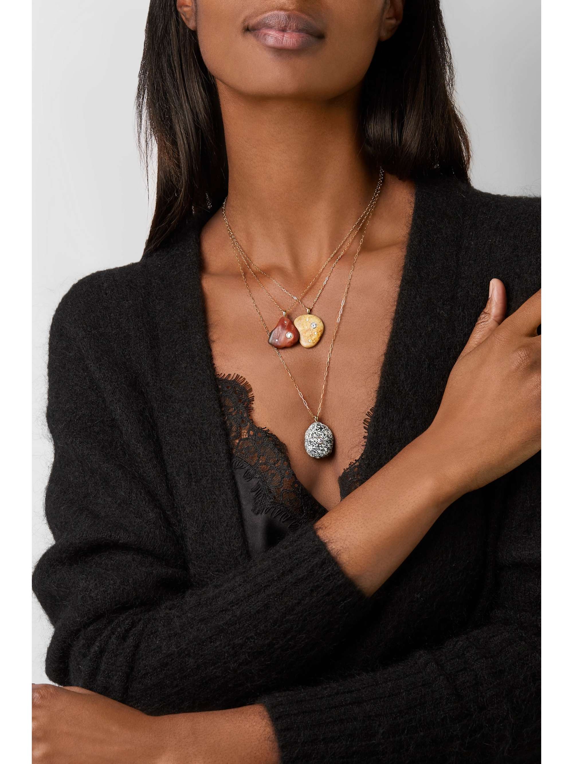 CVC STONES 18-karat gold, stone and diamond necklace
