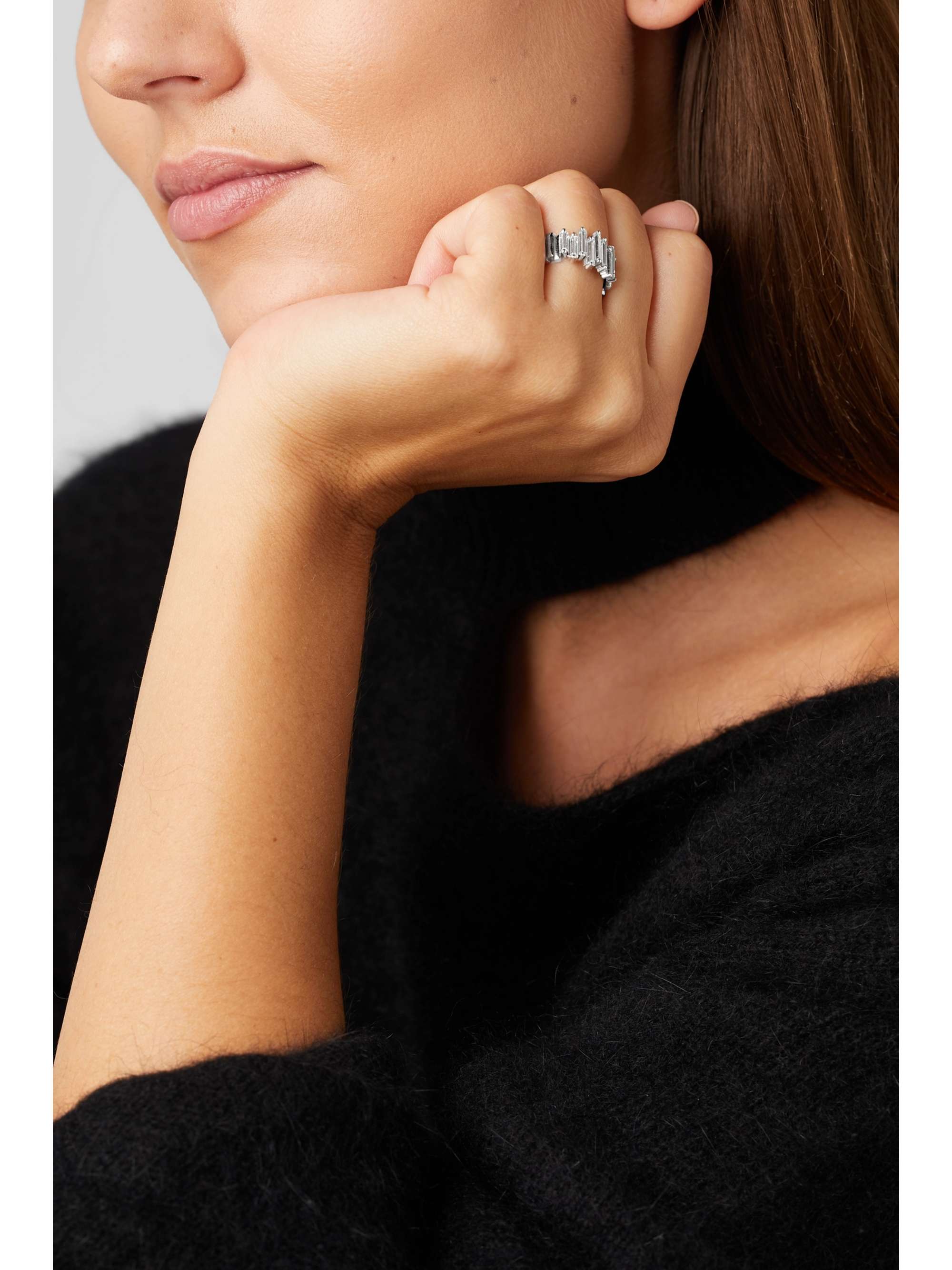 SUZANNE KALAN 18-karat white gold diamond ring