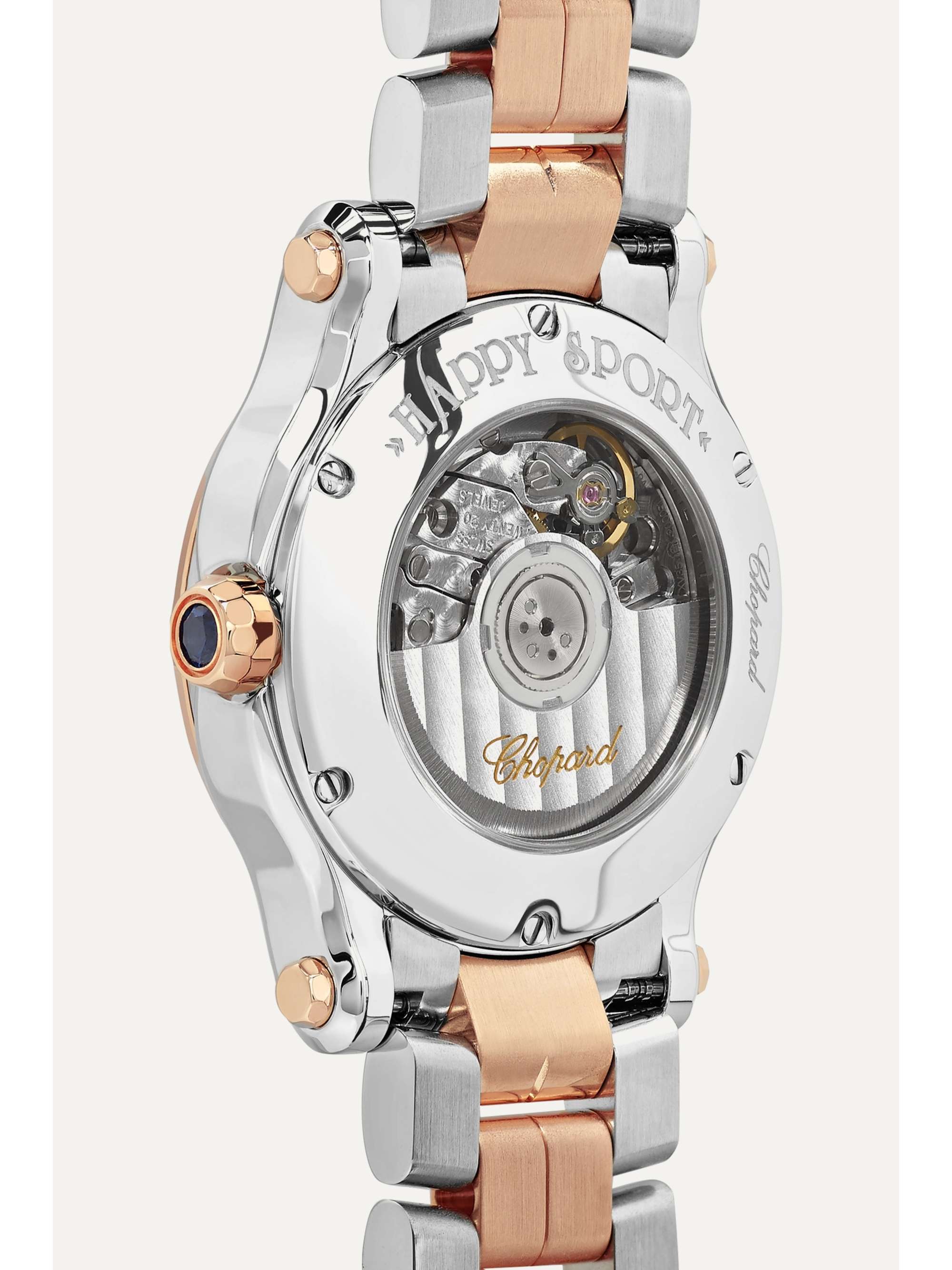 CHOPARD Happy Sport Automatic 30mm 18-karat rose gold, stainless steel and diamond watch