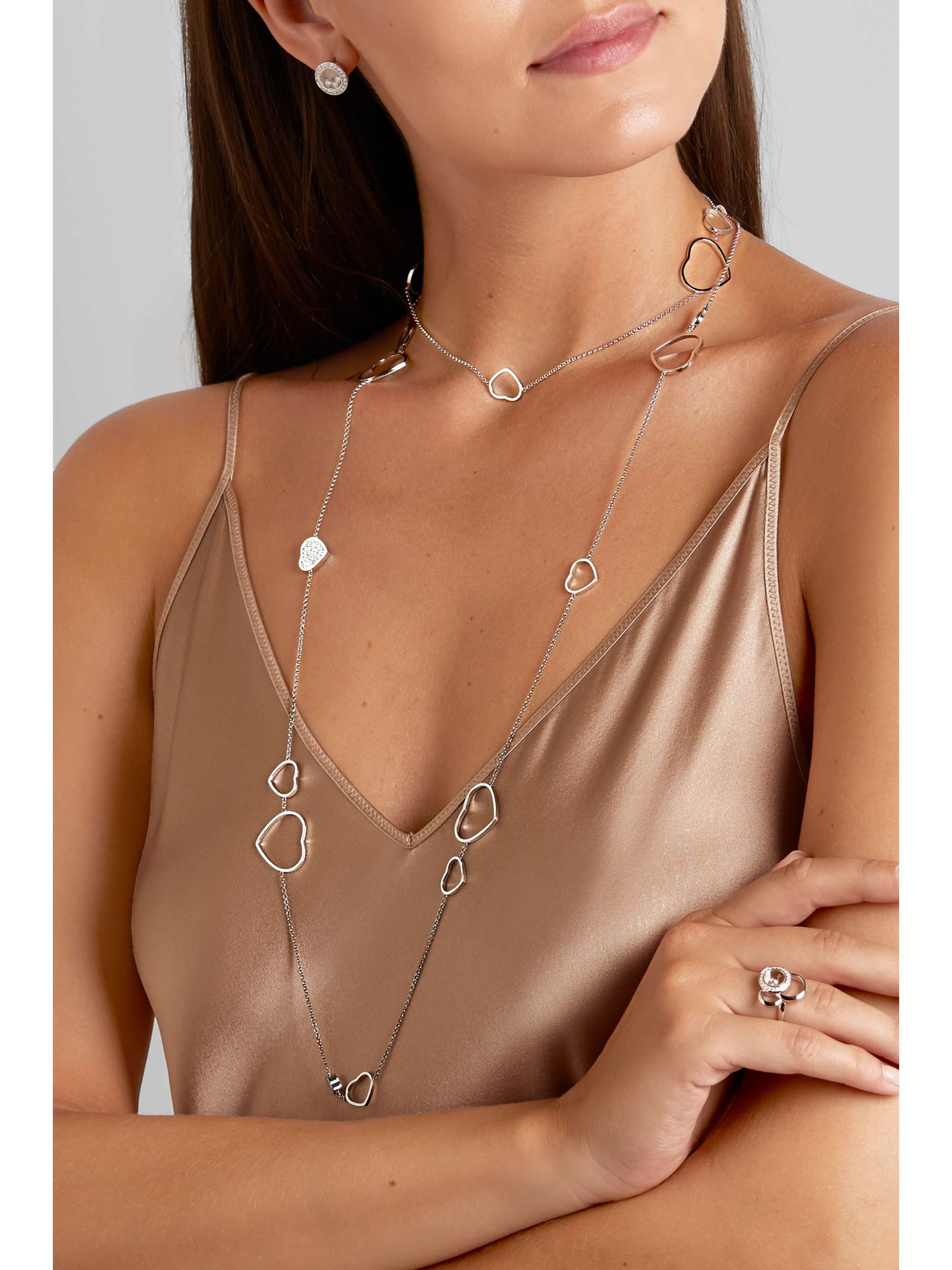 CHOPARD Collier en or rose 18 carats (750/1000), diamants et nacre Happy Hearts