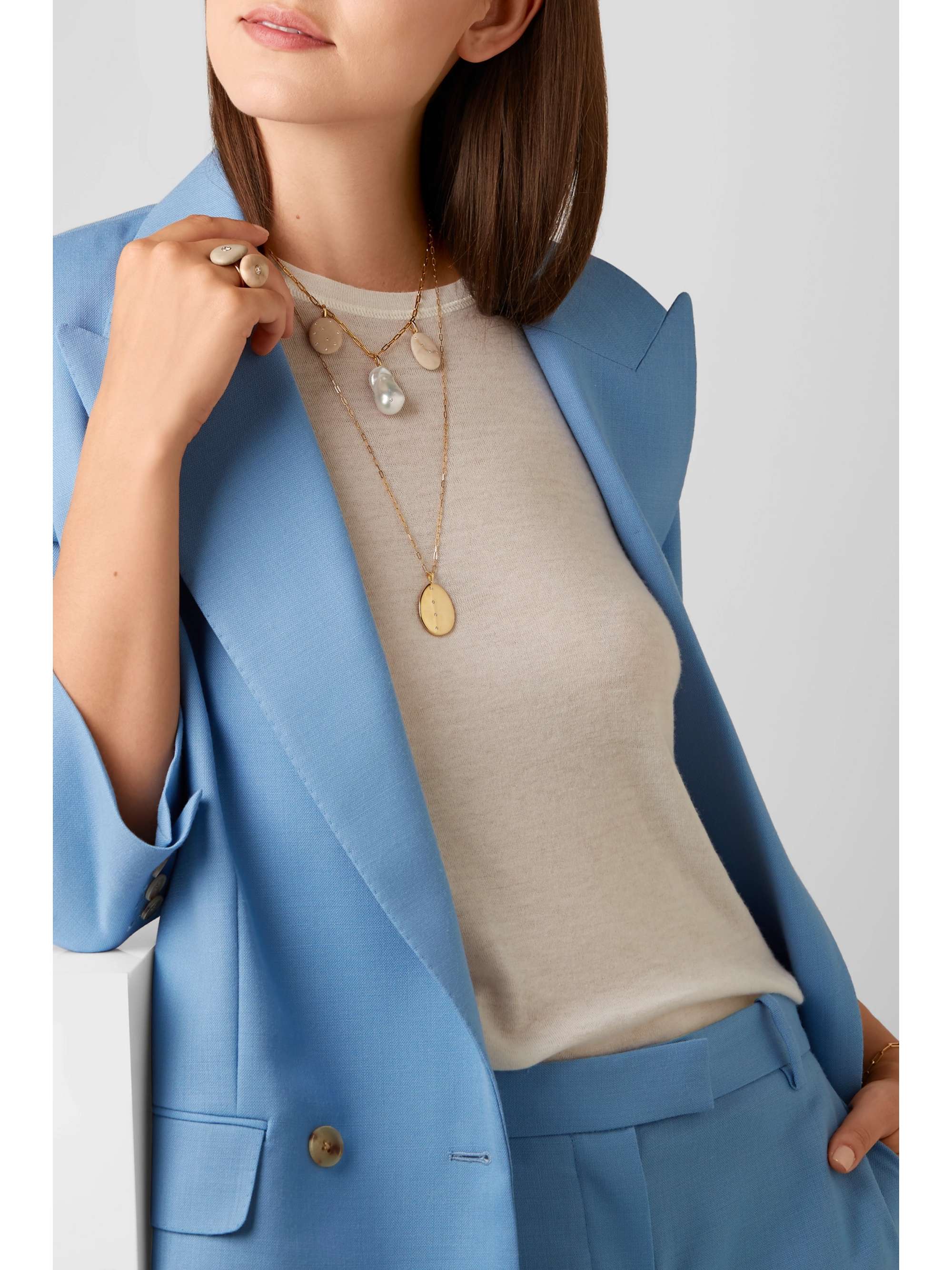 CVC STONES Flair, Spirit and Pearl 18-karat gold multi-stone necklace