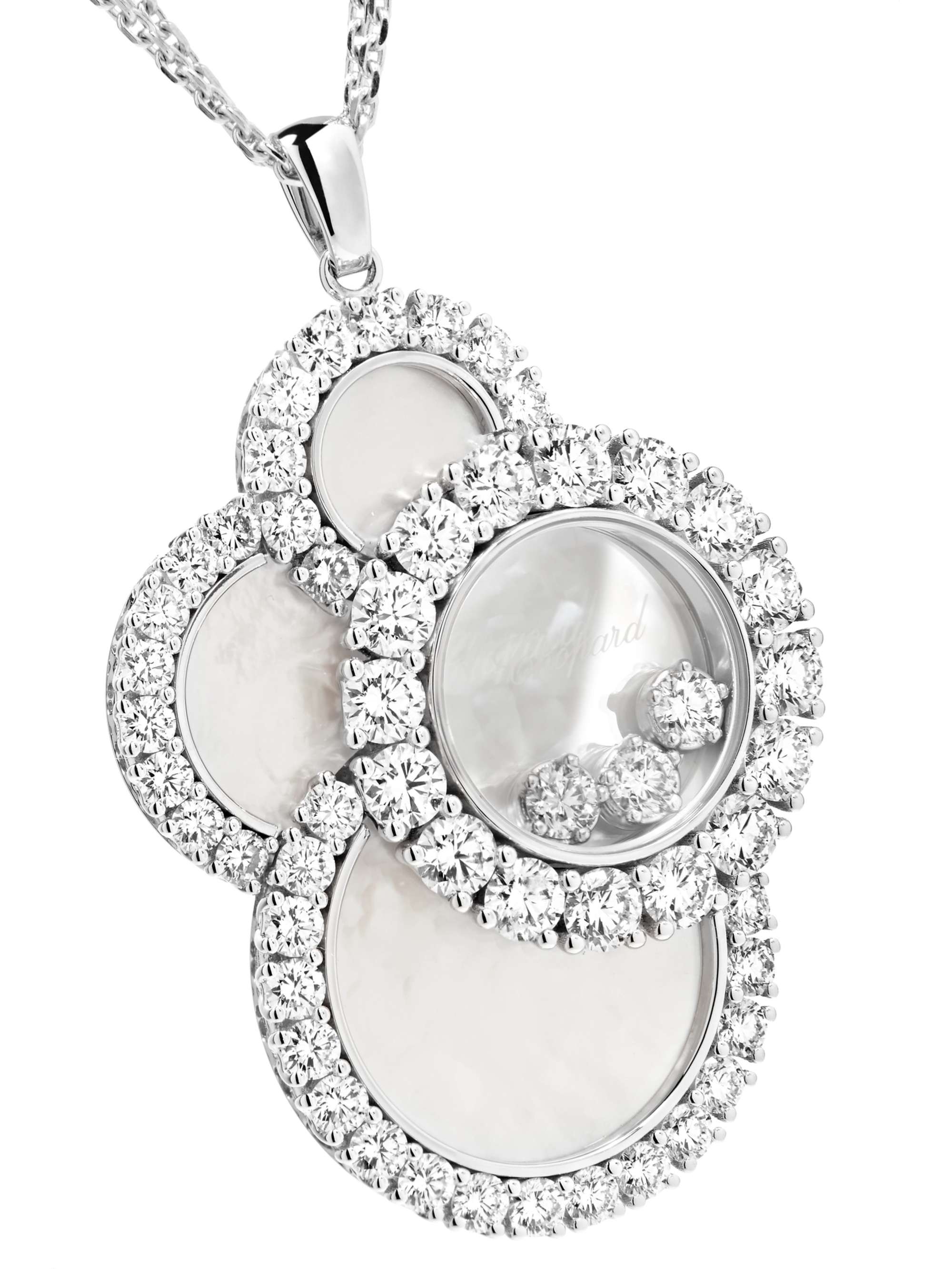 CHOPARD Happy Dreams 18-karat white gold, diamond and mother-of-pearl necklace