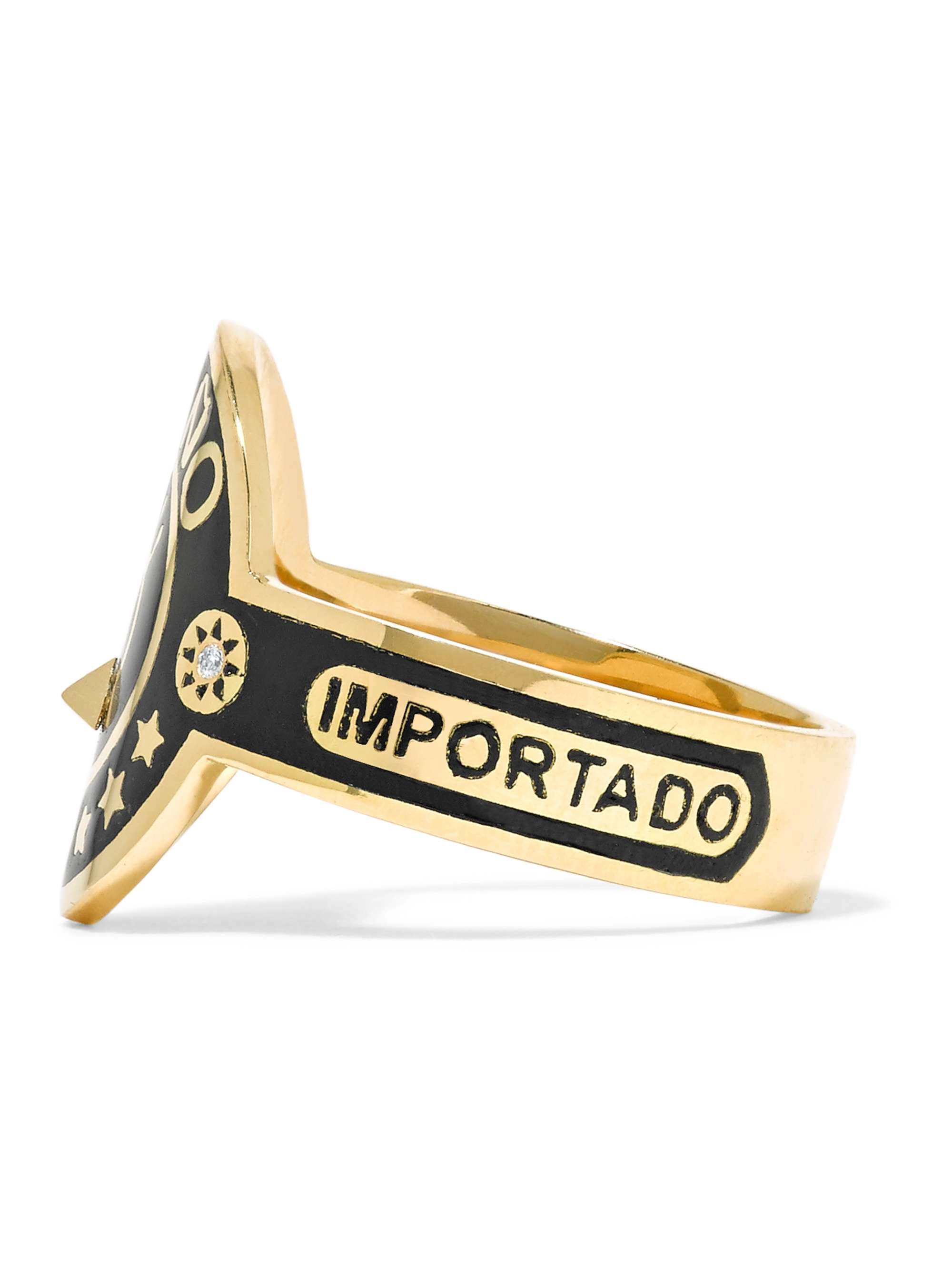 FOUNDRAE Dream 18-karat gold, diamond and enamel ring