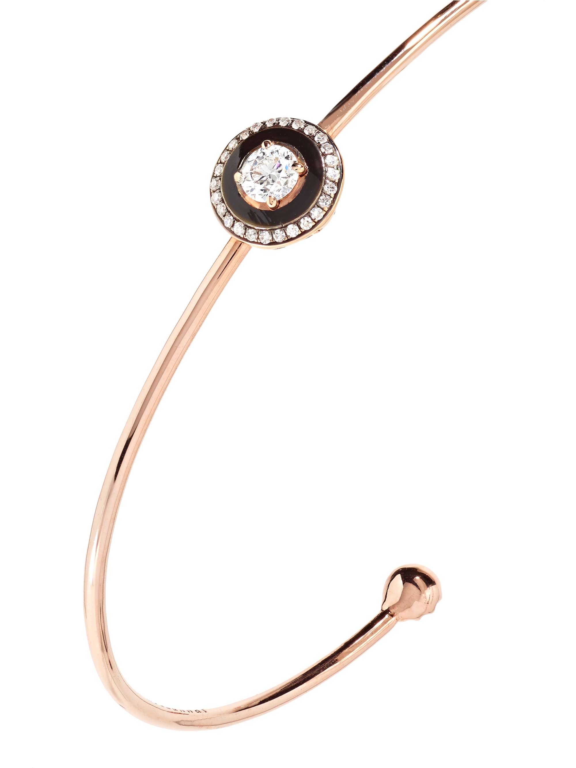 SELIM MOUZANNAR Mina 18-karat rose gold, enamel and diamond cuff