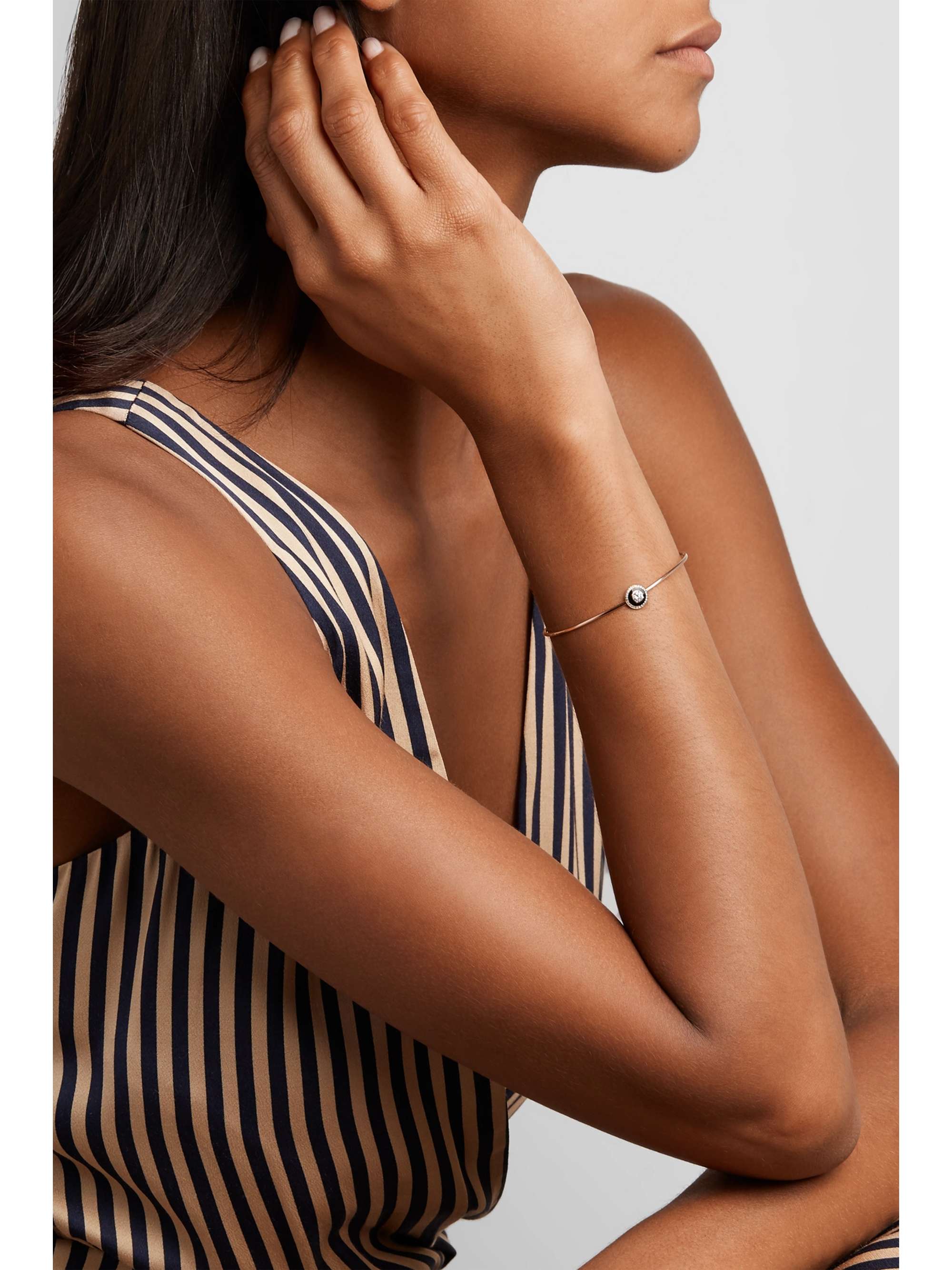 SELIM MOUZANNAR Mina 18-karat rose gold, enamel and diamond cuff