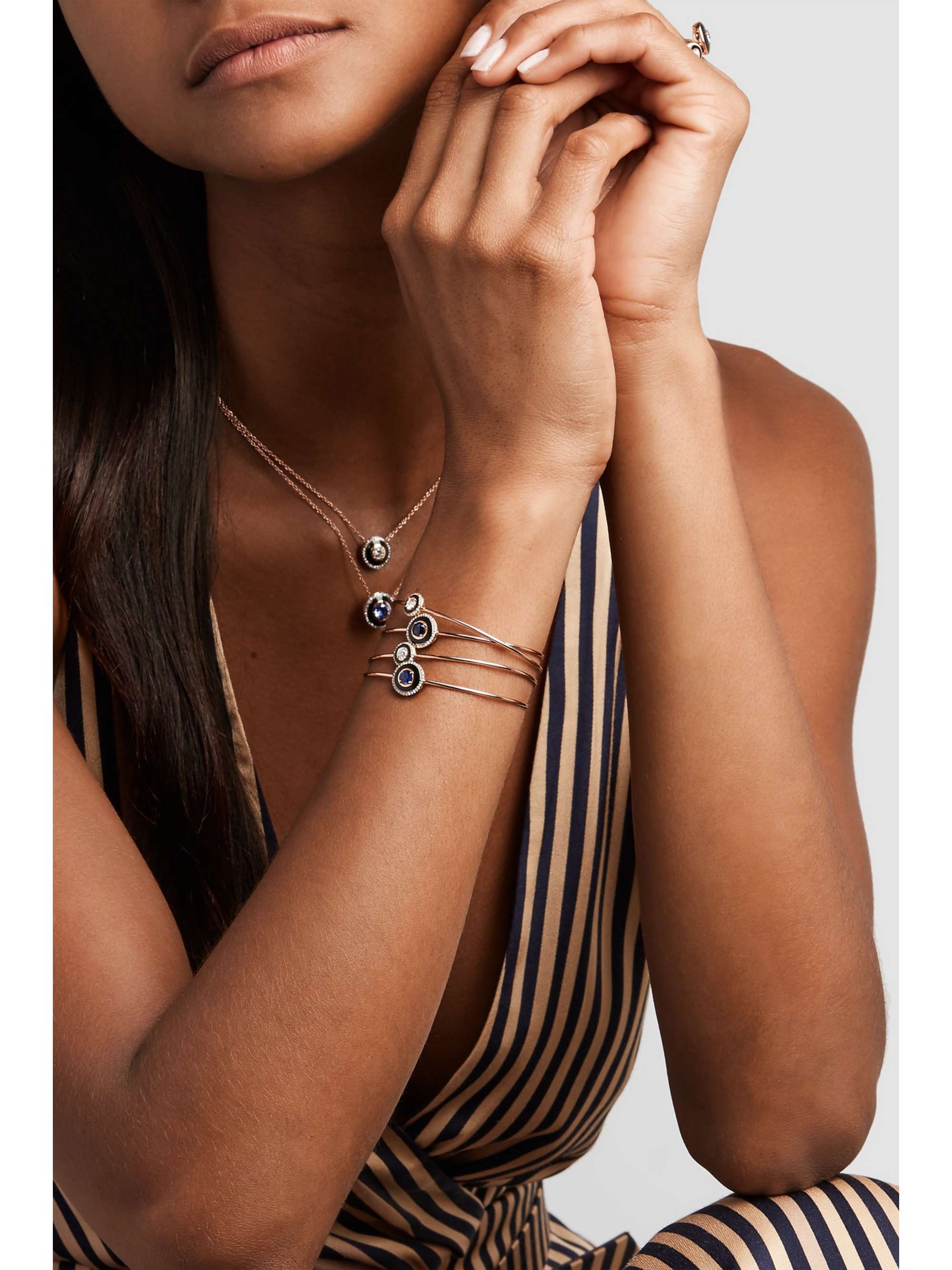 SELIM MOUZANNAR Mina 18-karat rose gold, enamel and diamond cuff