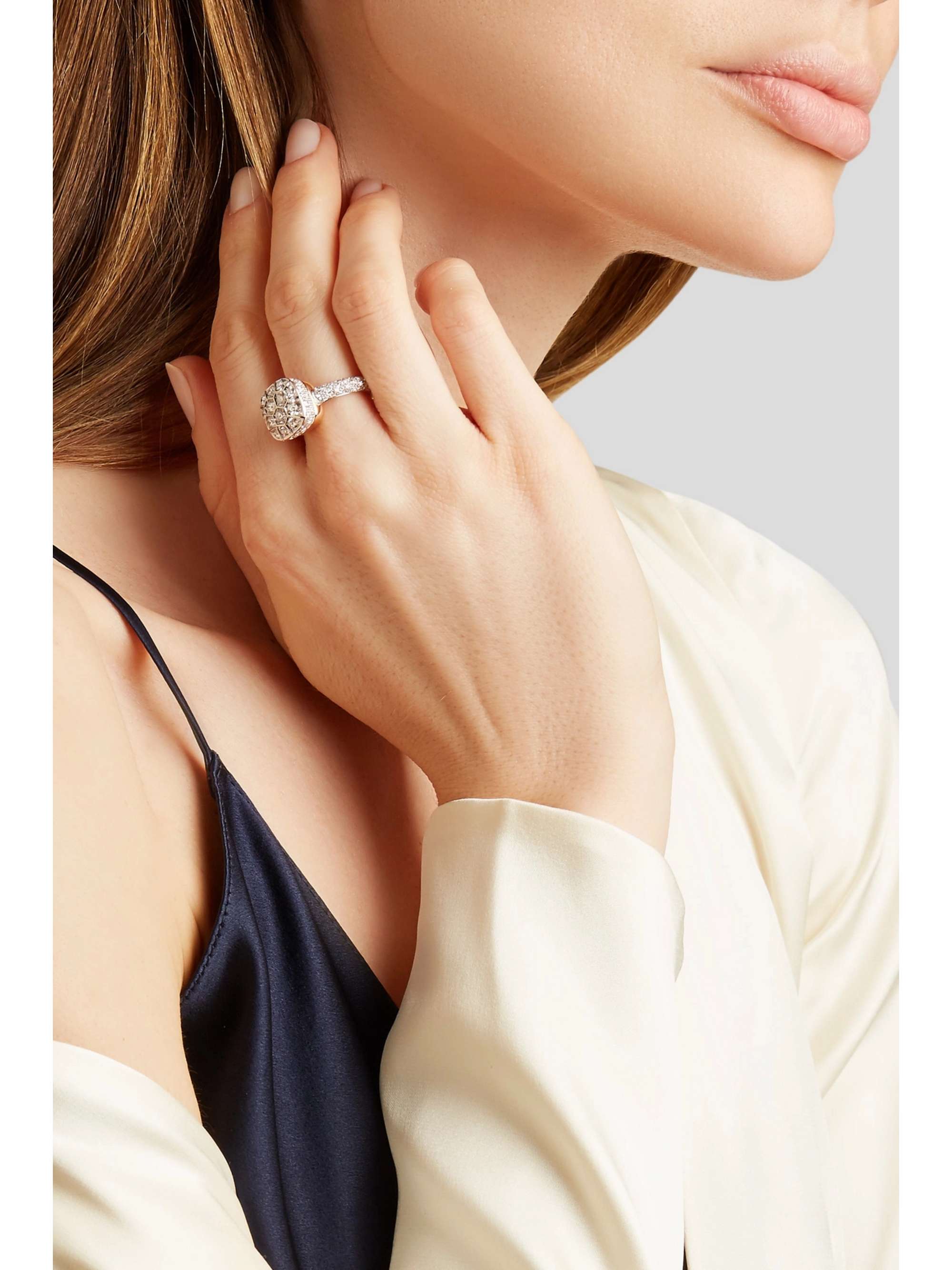 POMELLATO Nudo 18-karat rose and white gold diamond ring
