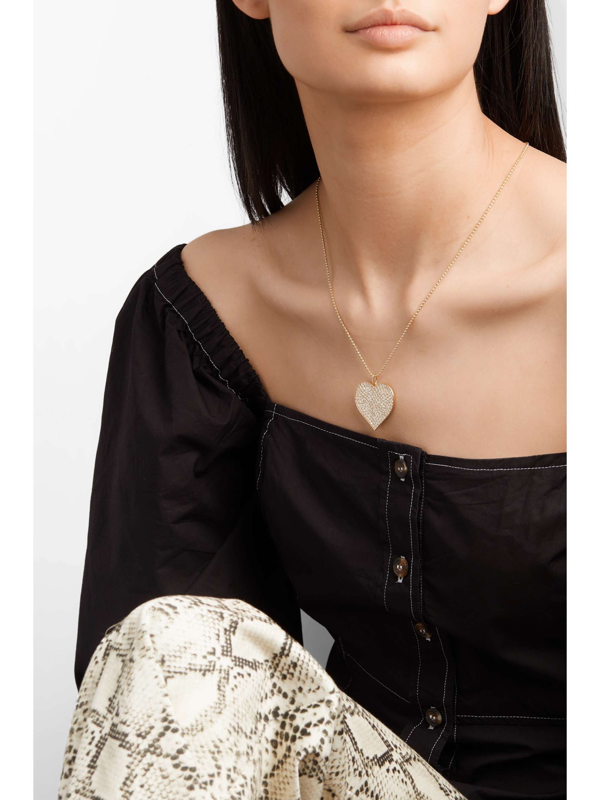 SYDNEY EVAN Supersize Heart 14-karat gold diamond necklace