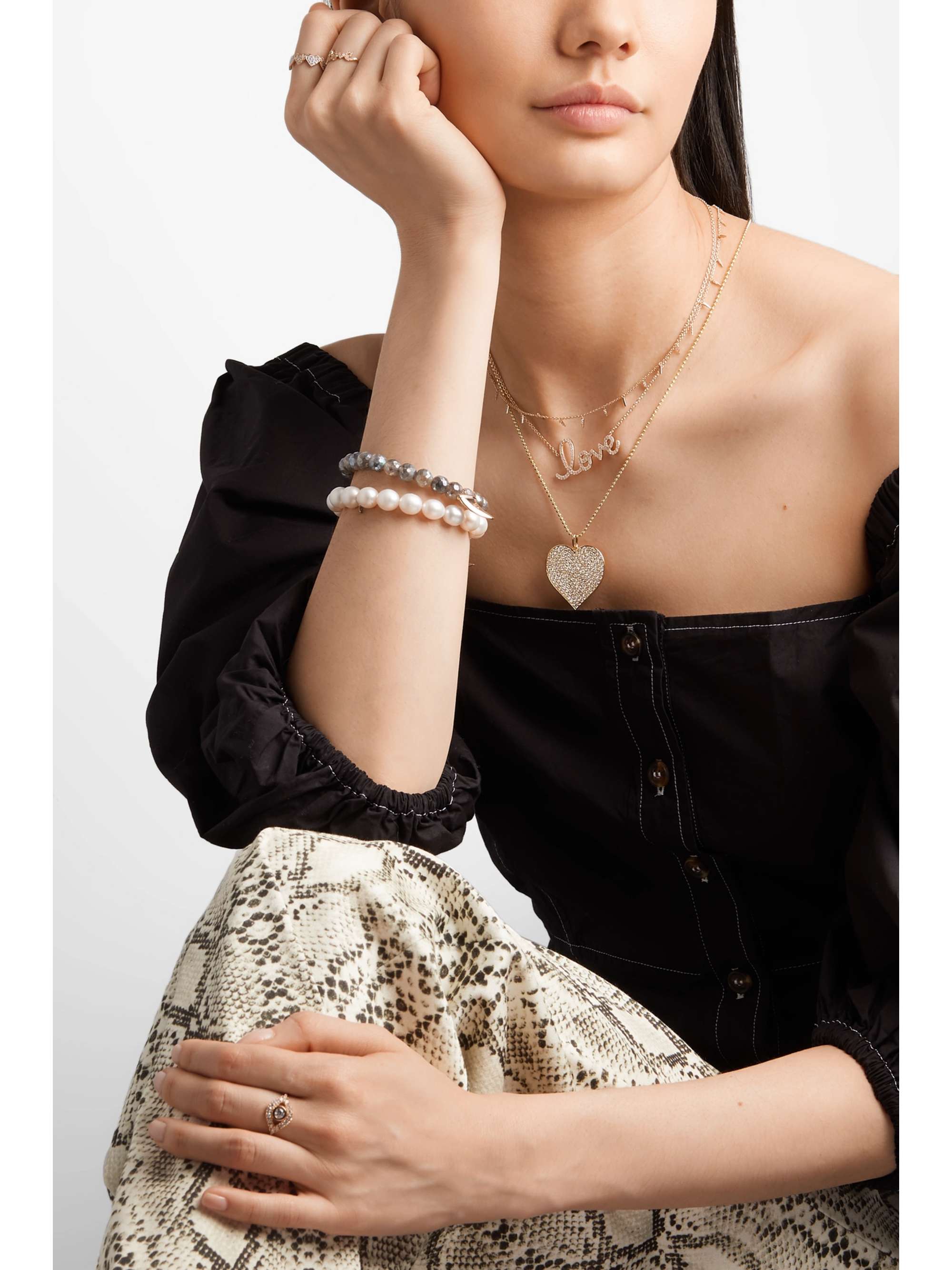 SYDNEY EVAN Supersize Heart 14-karat gold diamond necklace