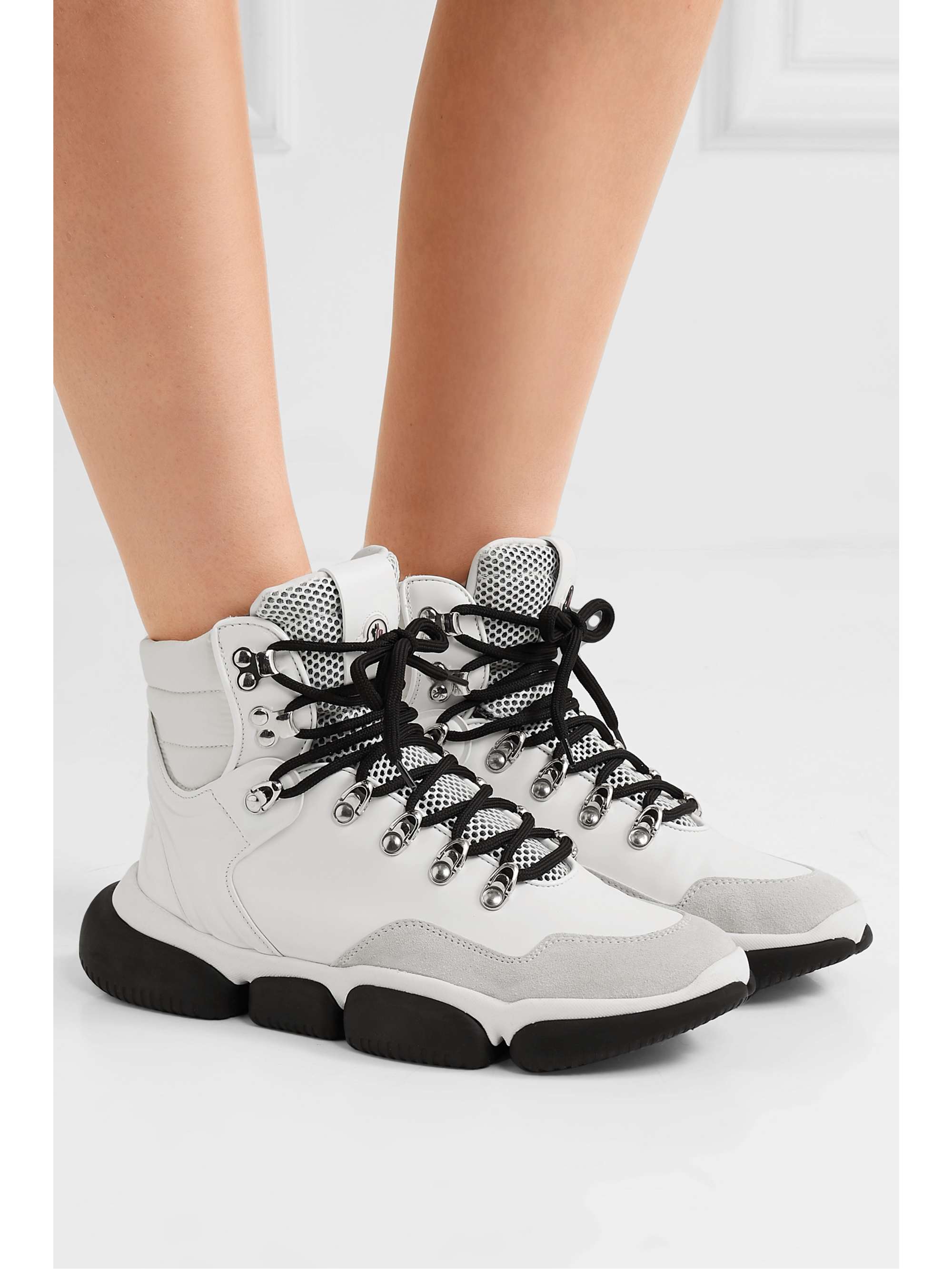 MONCLER Brianna mesh and suede-trimmed leather sneakers