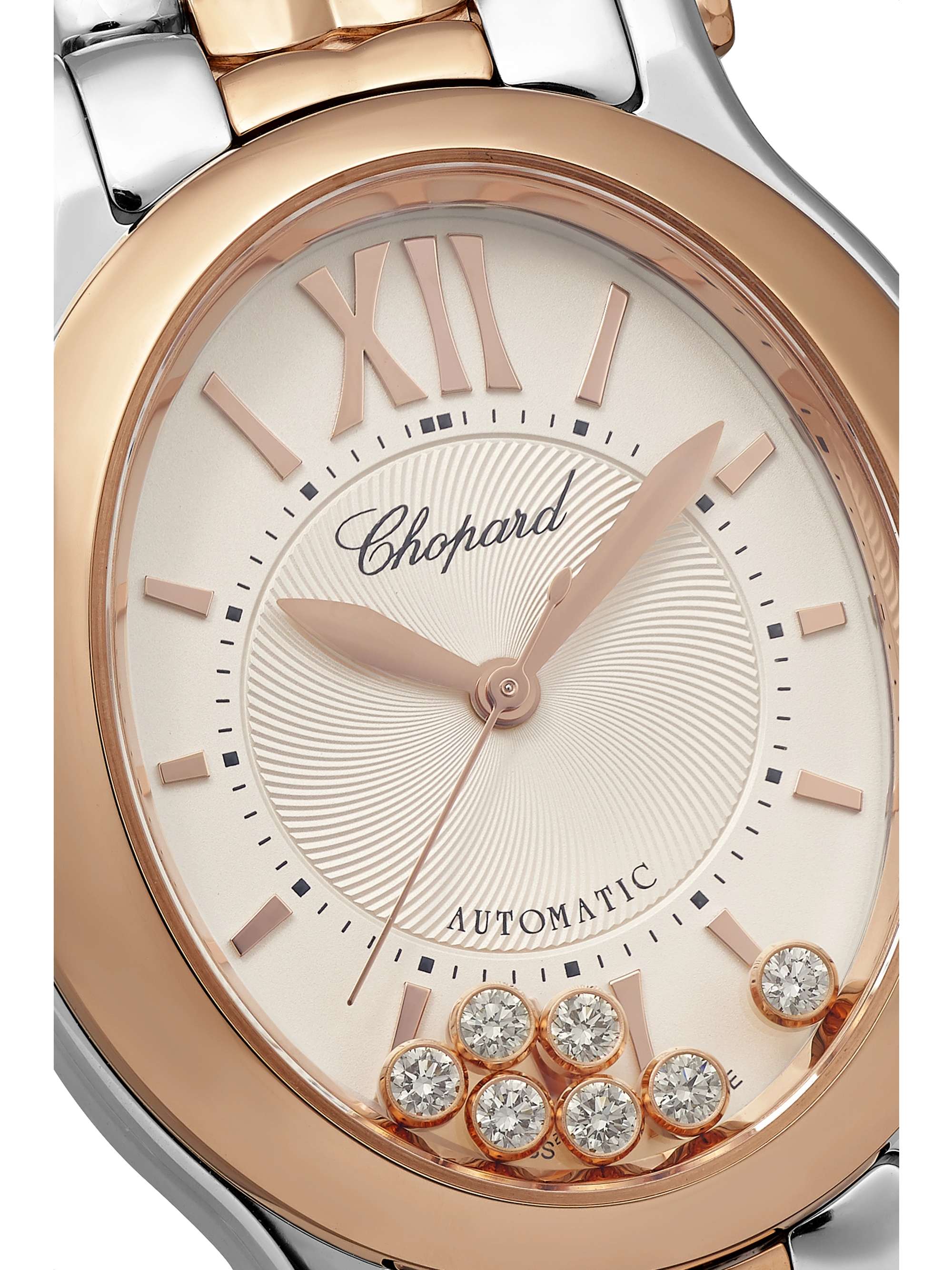 CHOPARD Happy Sport Oval Automatic 29mm 18-karat rose gold, stainless steel and diamond watch