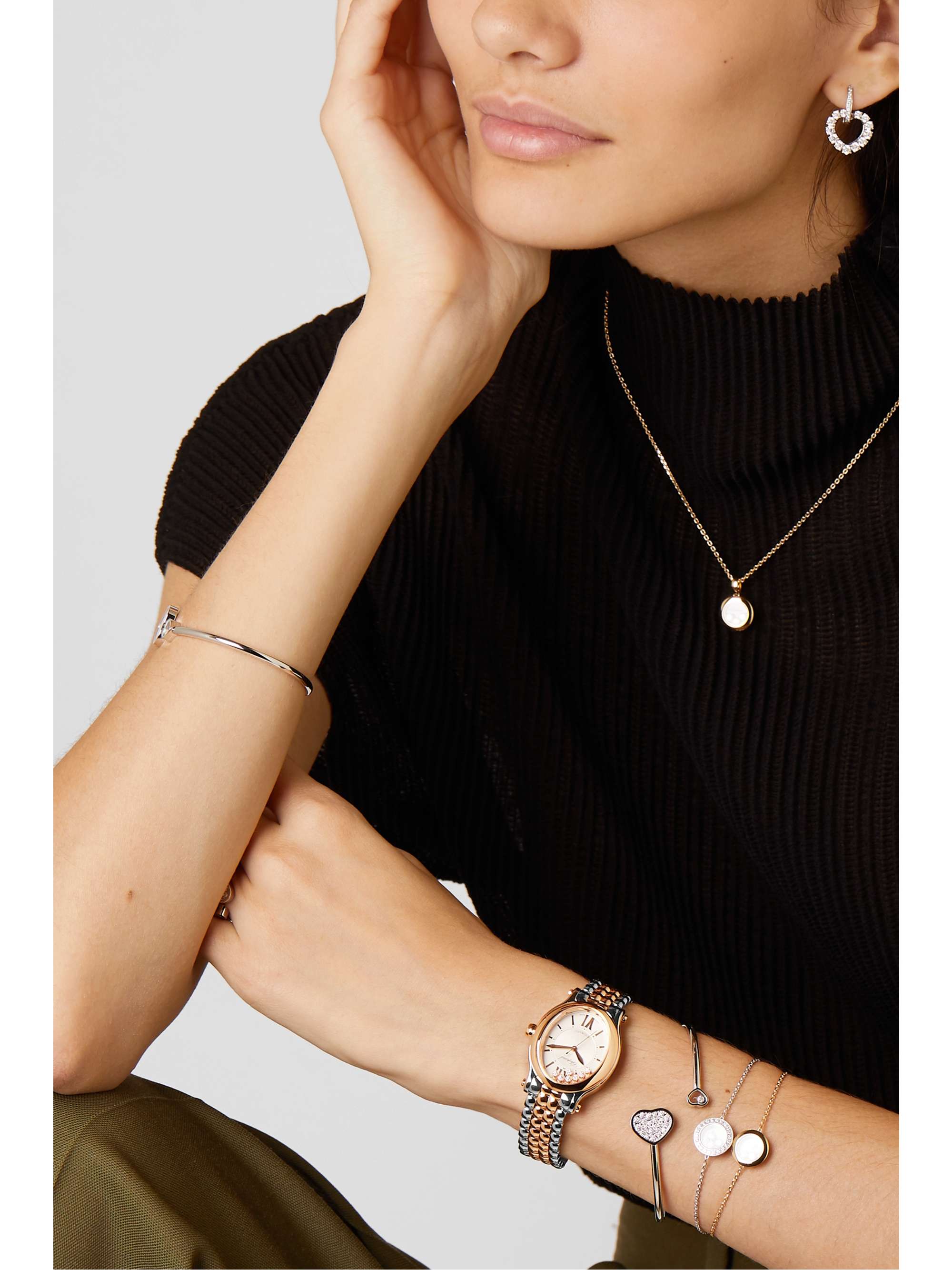 CHOPARD Happy Sport Oval Automatic 29mm 18-karat rose gold, stainless steel and diamond watch