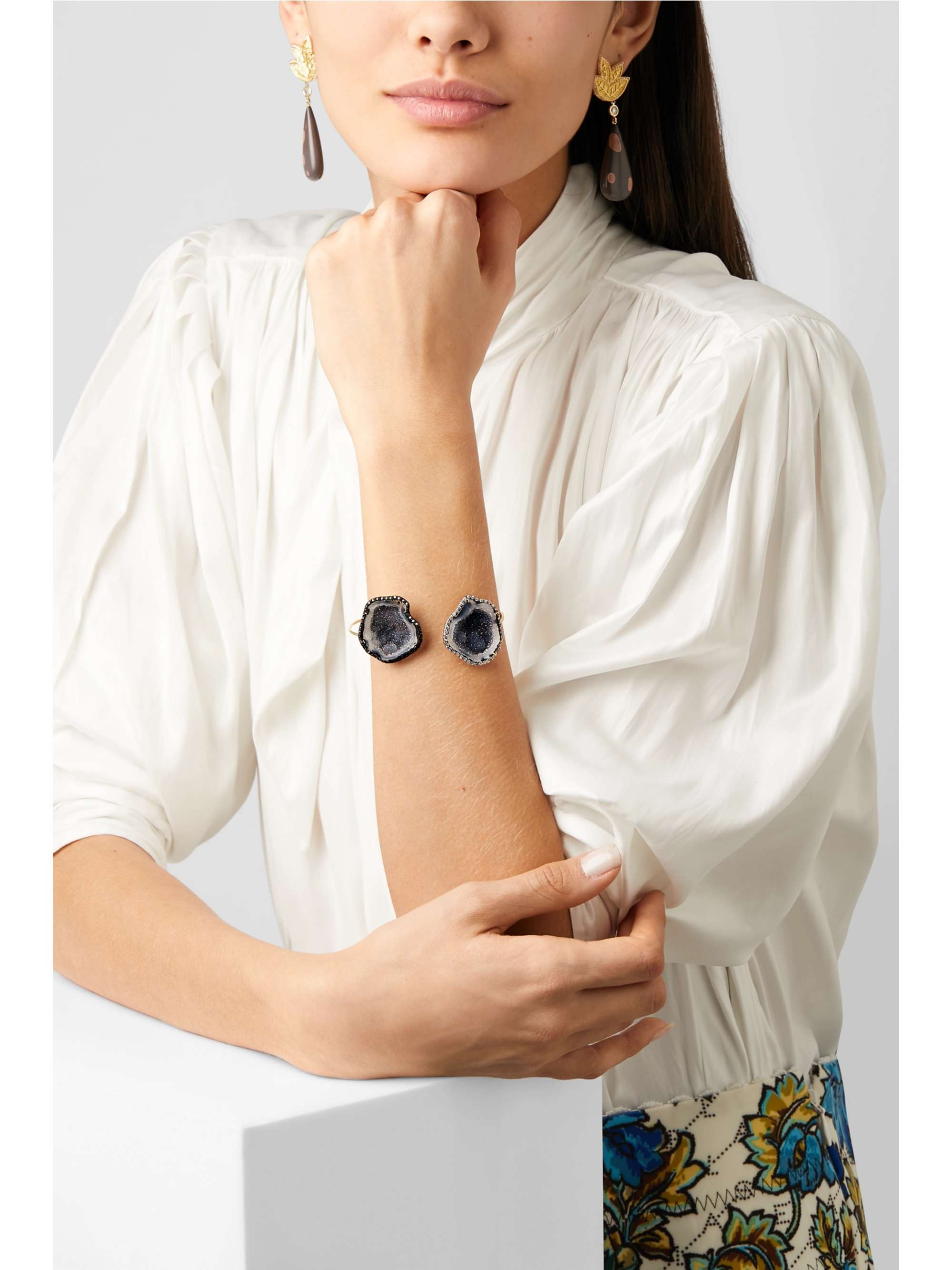 KIMBERLY MCDONALD + NET SUSTAIN 18-karat gold, geode and diamond cuff