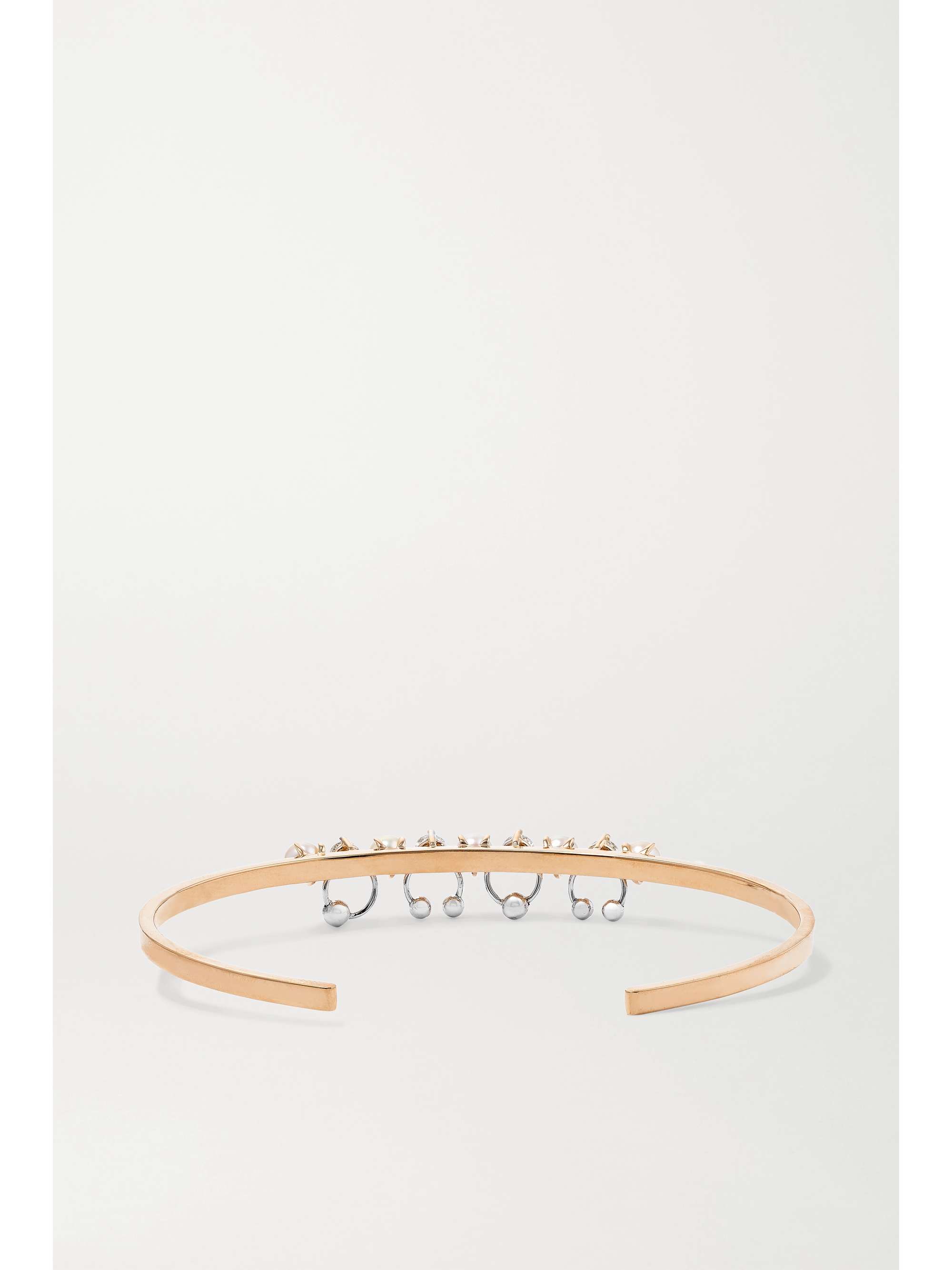 DELFINA DELETTREZ 18-karat yellow and white gold, pearl and diamond cuff