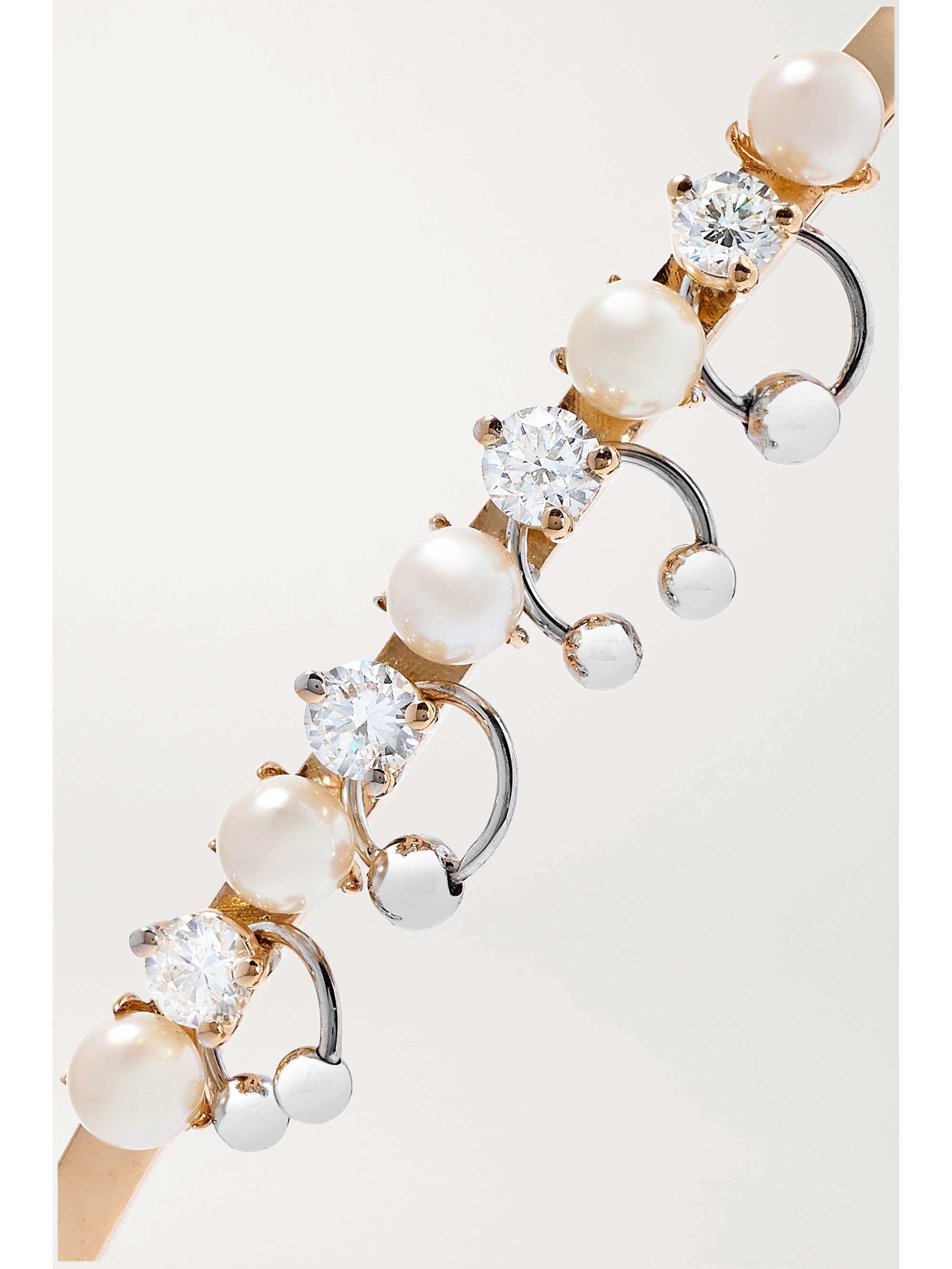 DELFINA DELETTREZ 18-karat yellow and white gold, pearl and diamond cuff