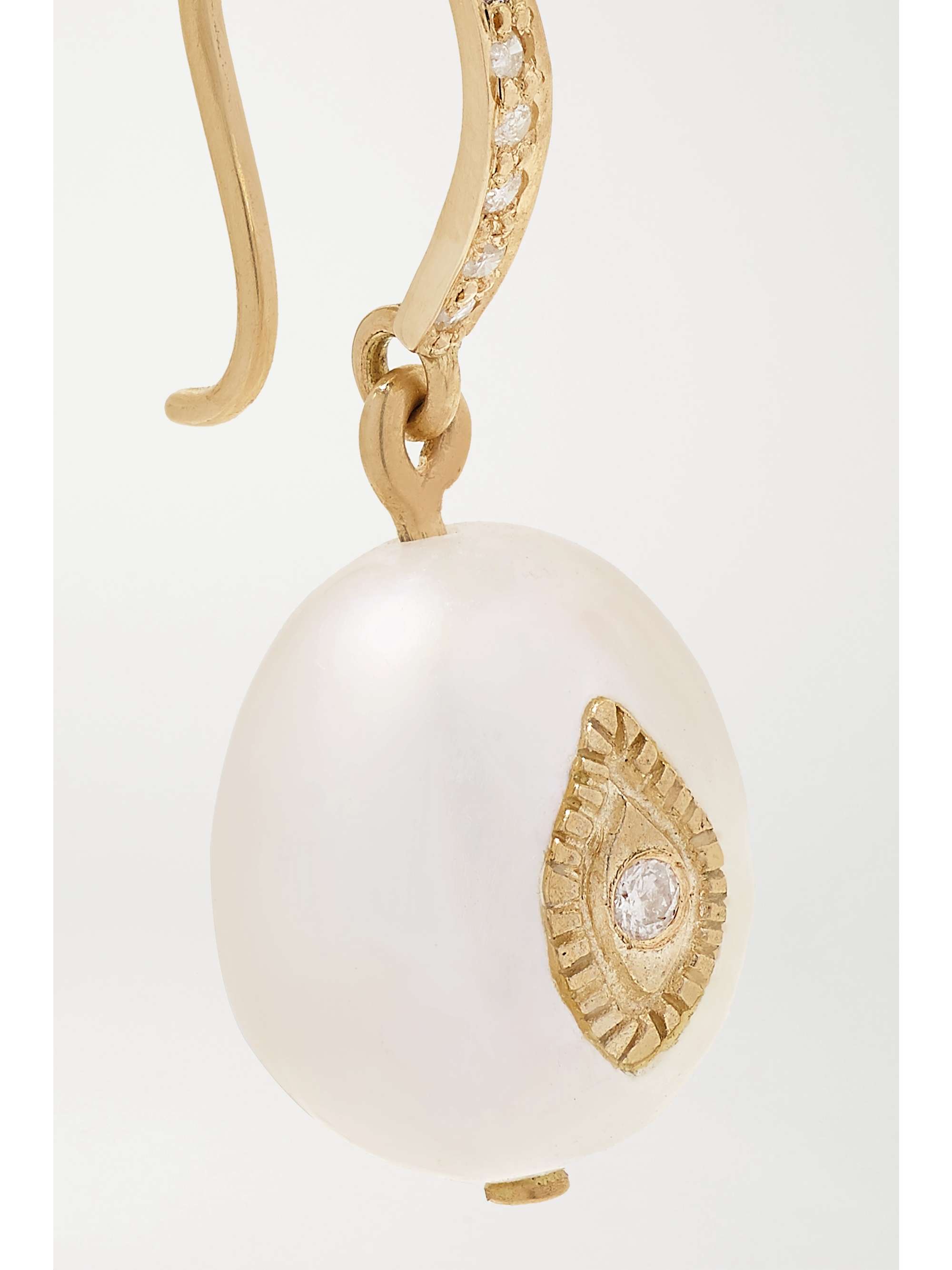 PASCALE MONVOISIN Charlie N°1 9-karat gold, pearl and diamond earring