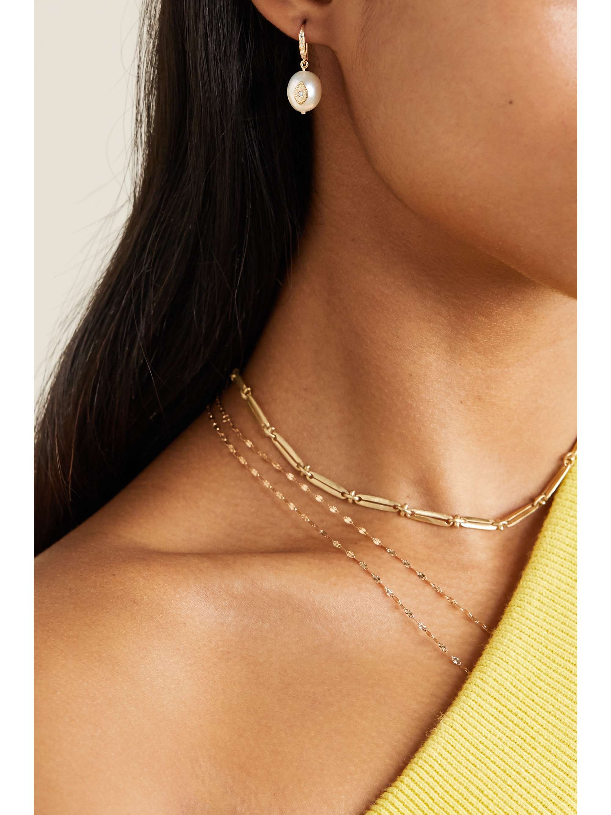 PASCALE MONVOISIN Charlie N°1 9-karat gold, pearl and diamond earring