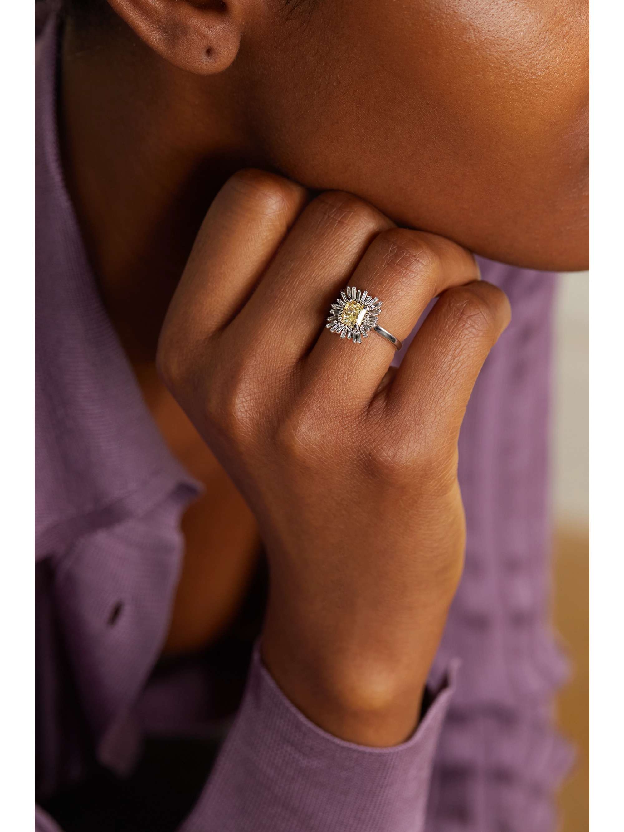 SUZANNE KALAN 18-karat white gold diamond ring