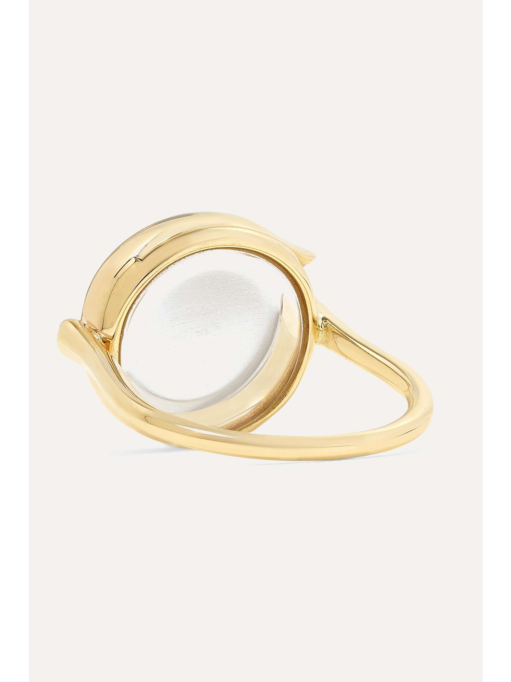 LOQUET 14-karat gold and sapphire crystal locket ring