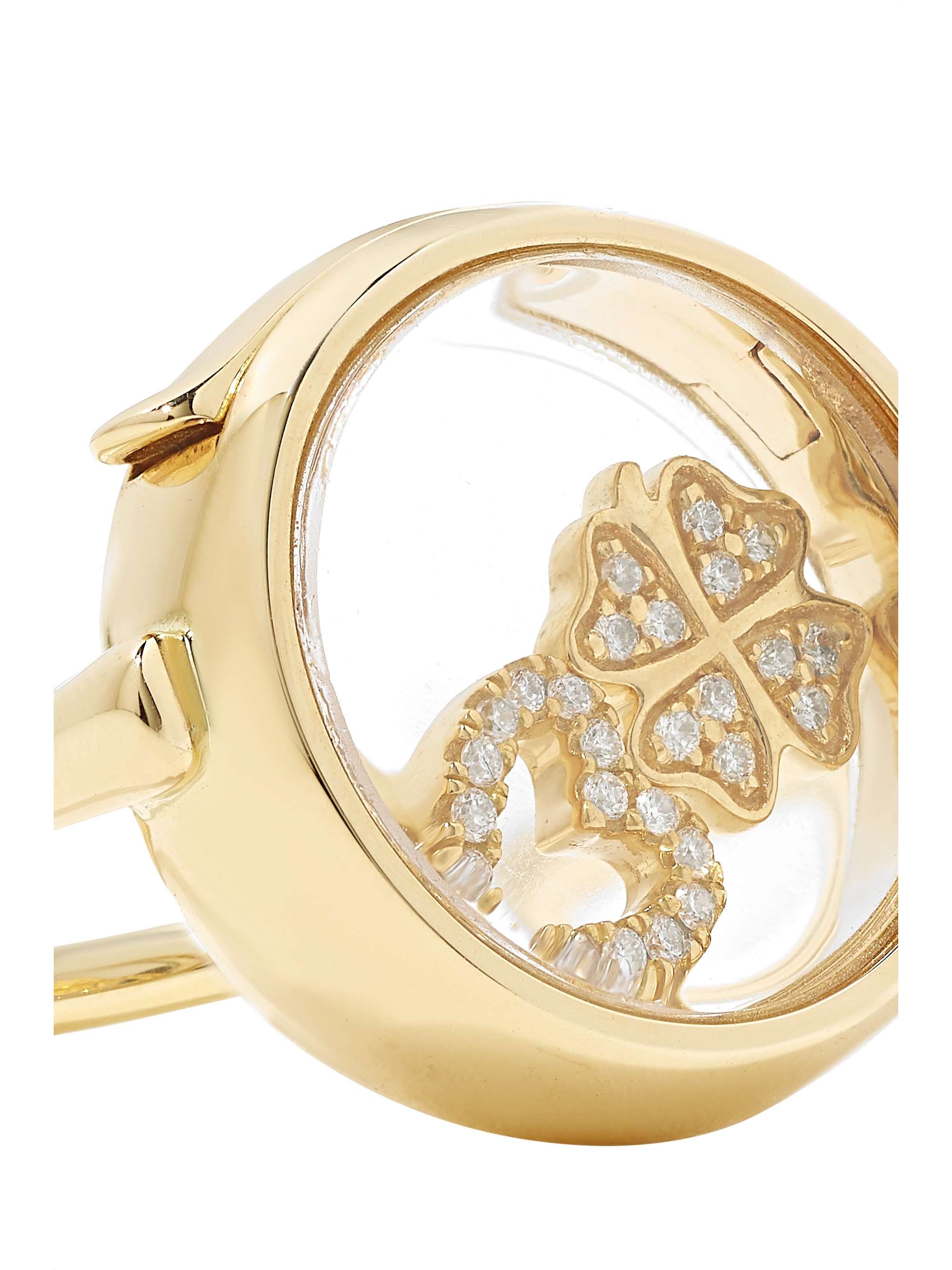 LOQUET 14-karat gold and sapphire crystal locket ring