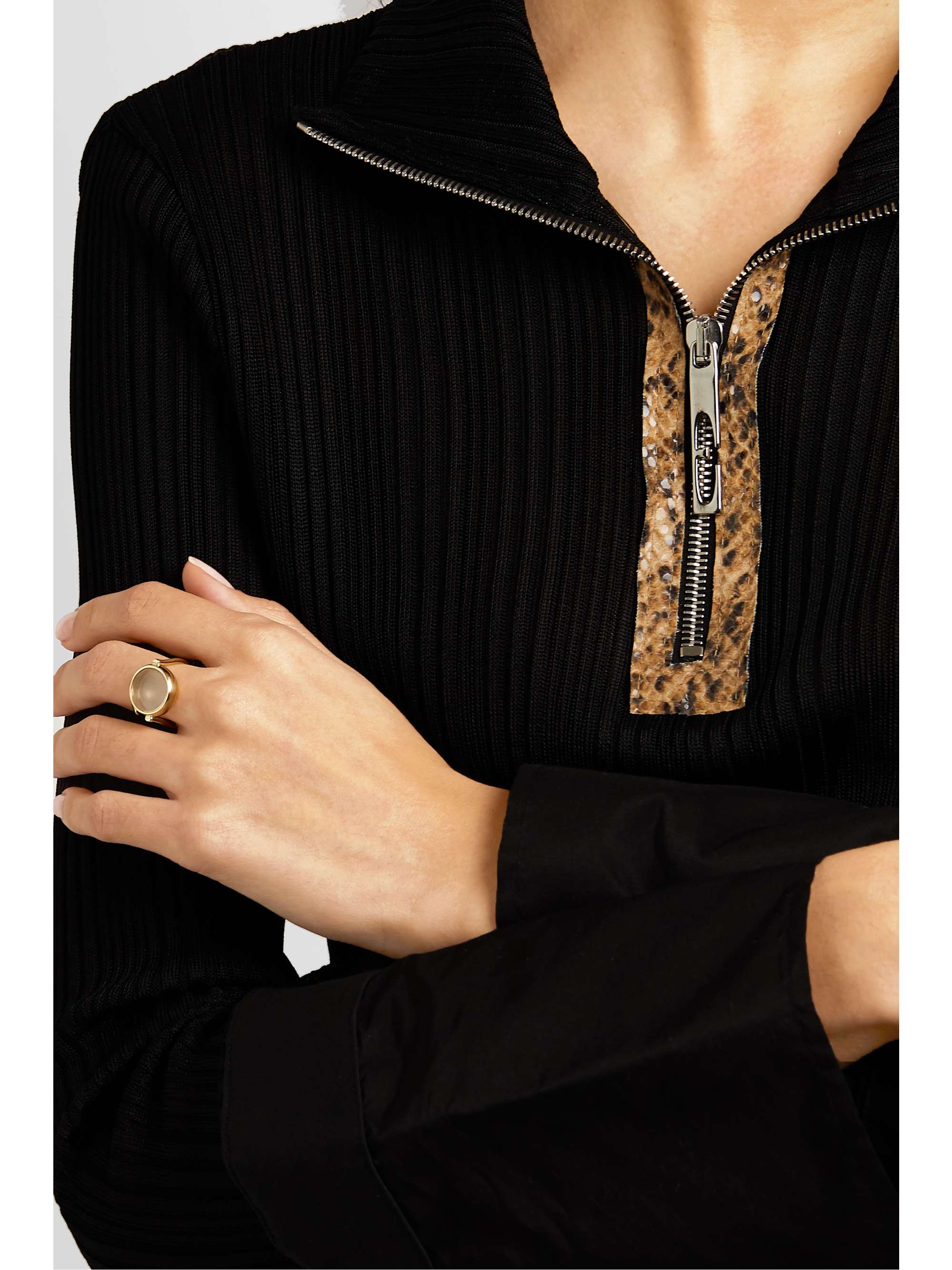 LOQUET 14-karat gold and sapphire crystal locket ring