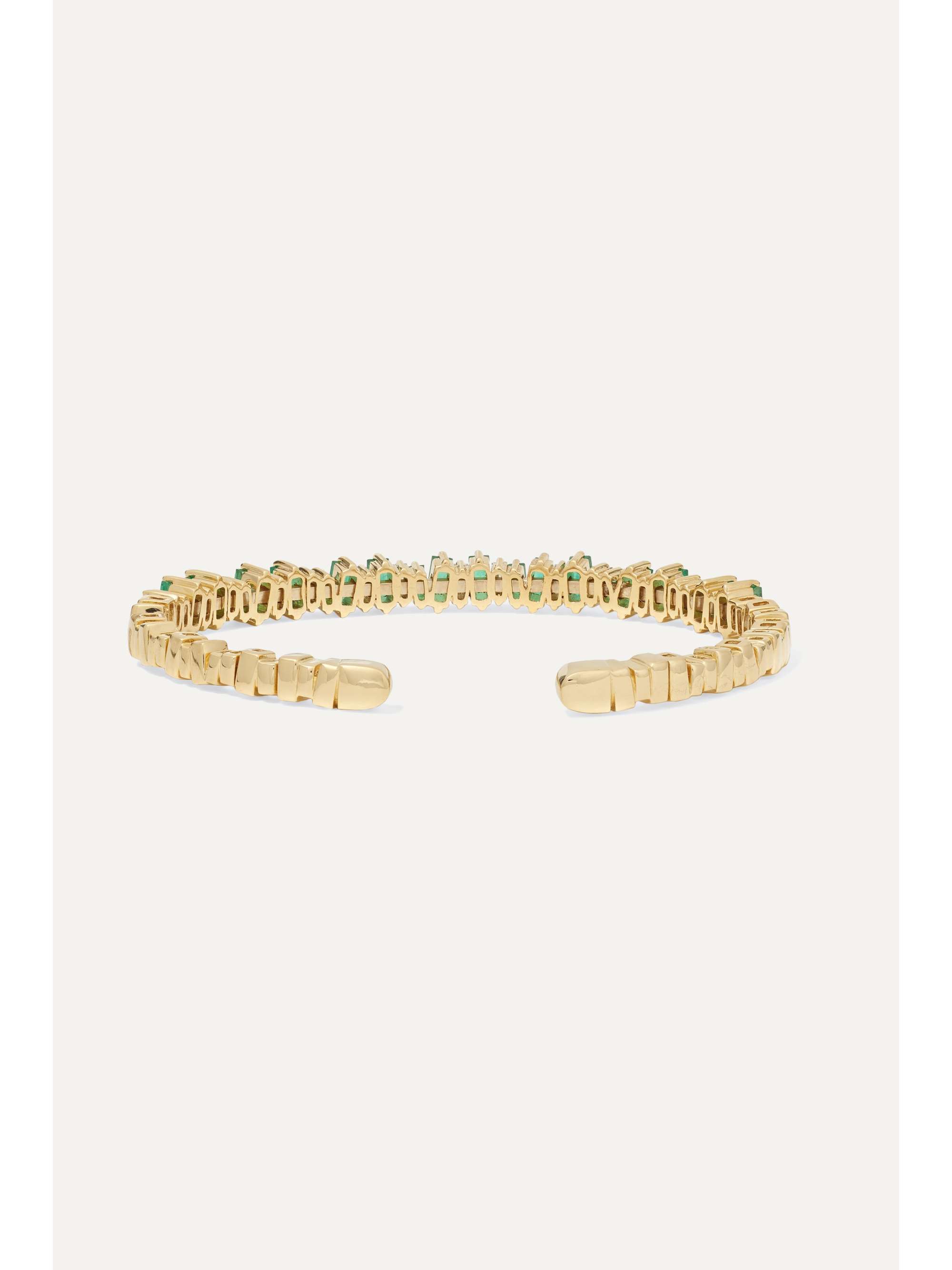 SUZANNE KALAN 18-karat gold, emerald and diamond cuff