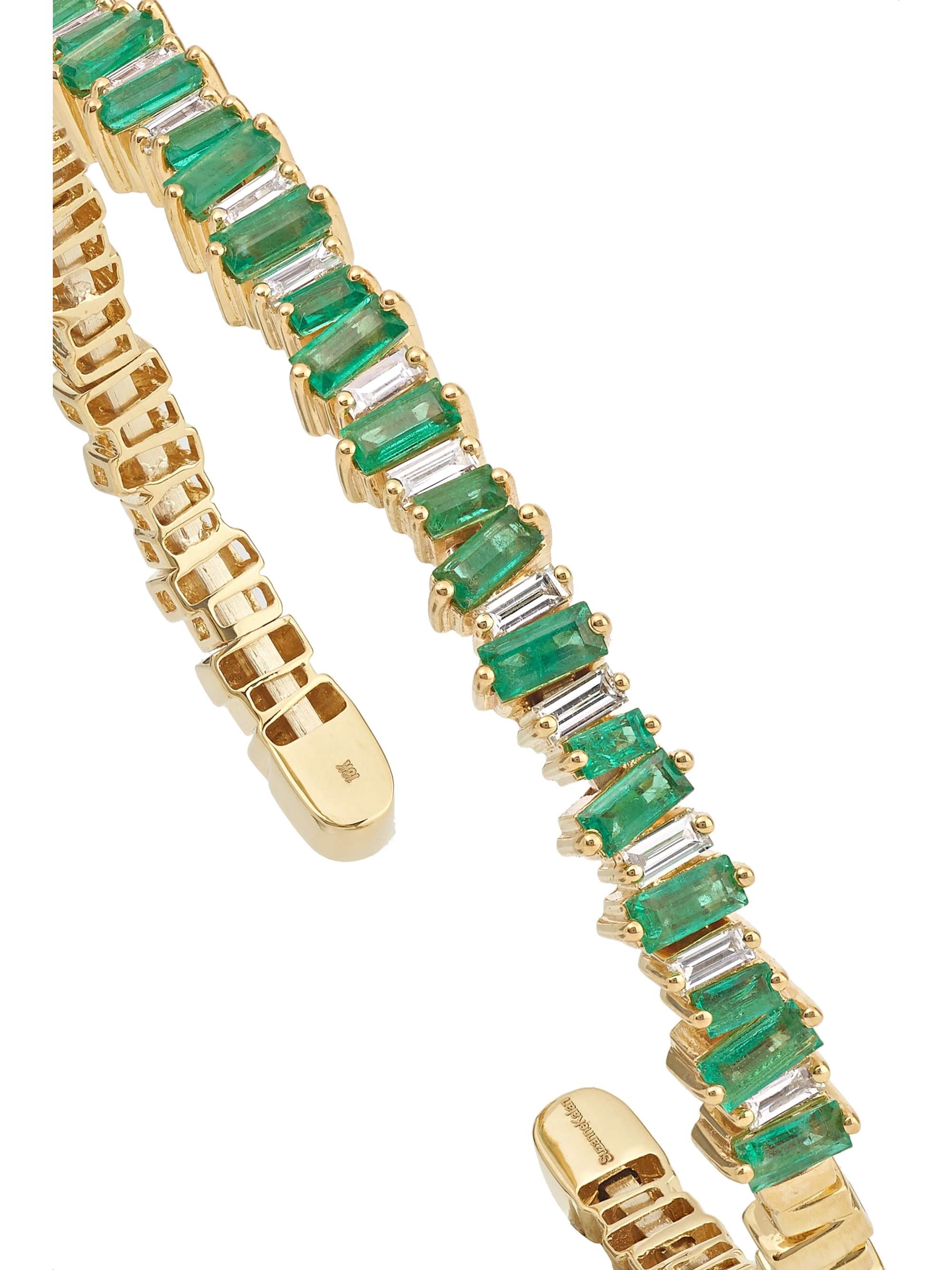 SUZANNE KALAN 18-karat gold, emerald and diamond cuff