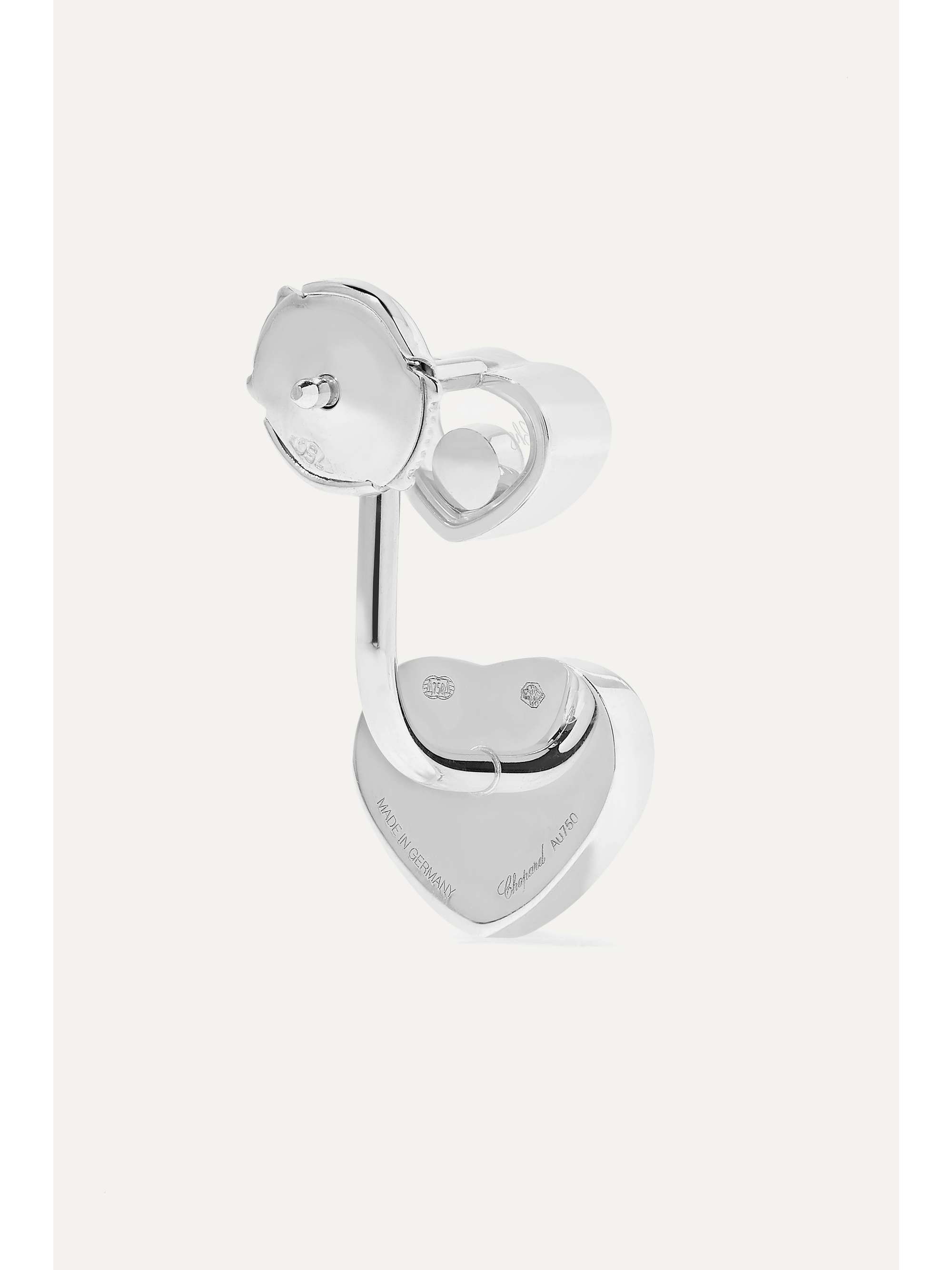 CHOPARD Happy Hearts 18-karat white gold diamond earrings