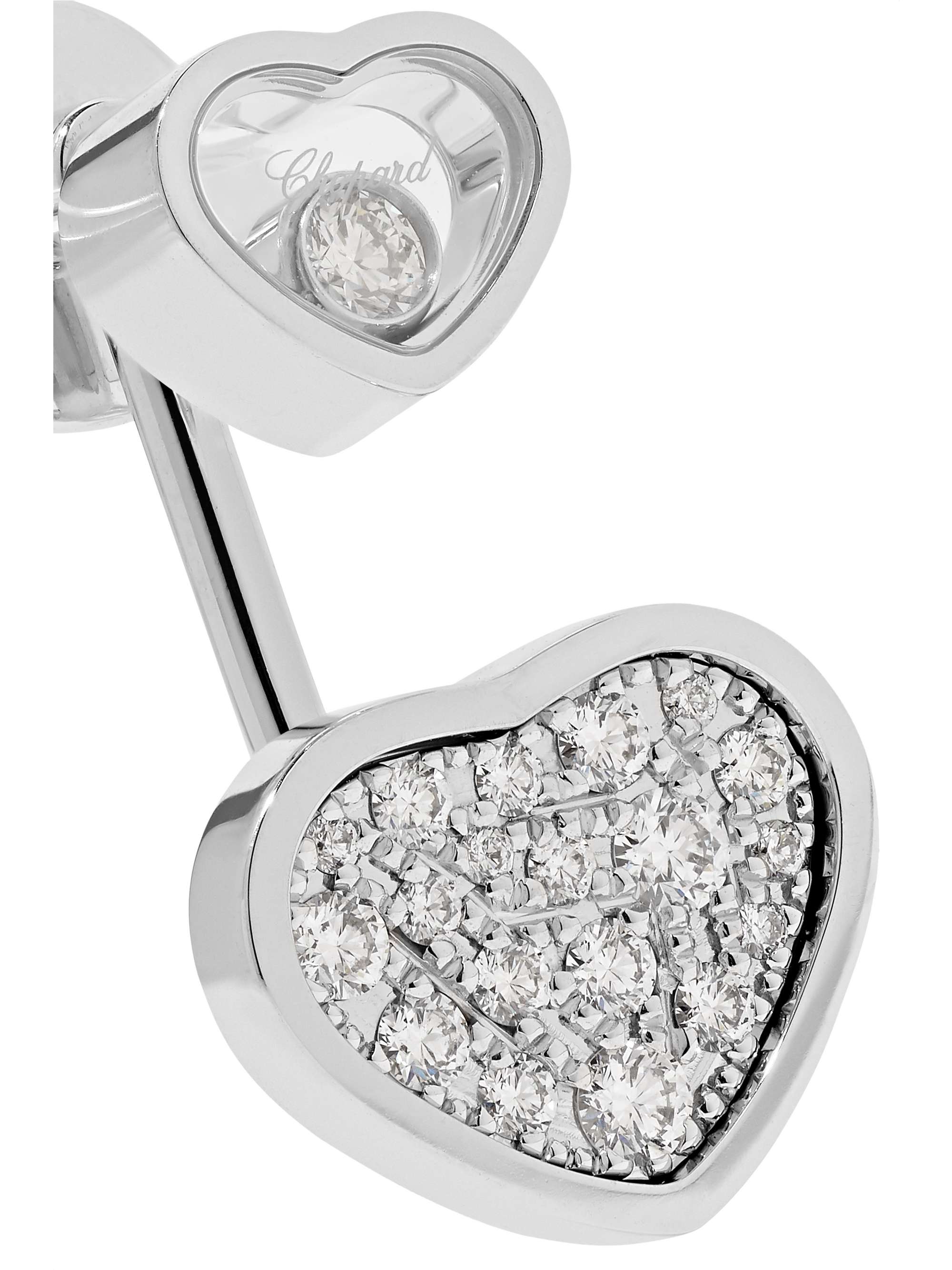 CHOPARD Happy Hearts 18-karat white gold diamond earrings