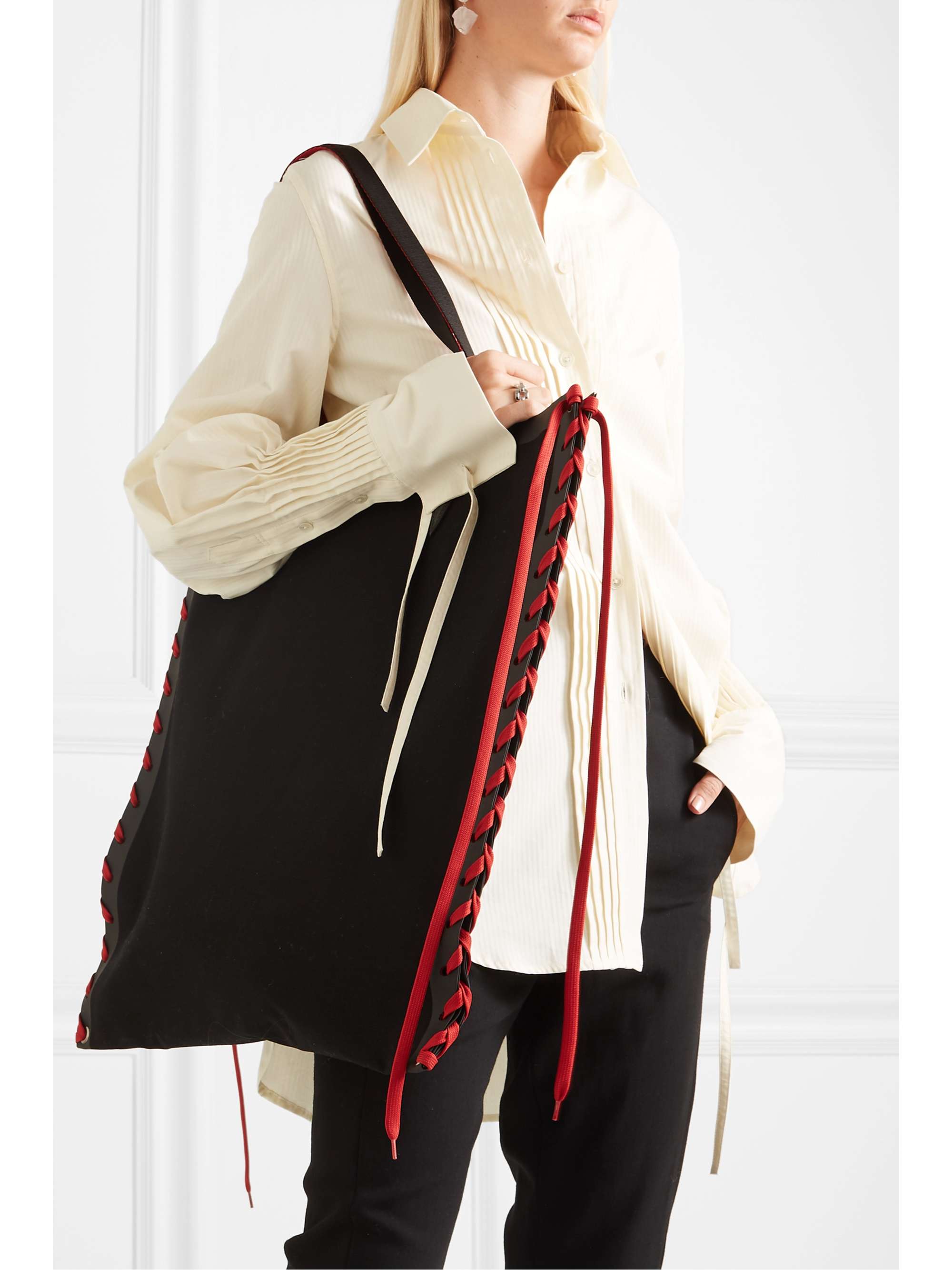 CHRISTIAN LOUBOUTIN Cabalace lace-up leather-trimmed canvas tote