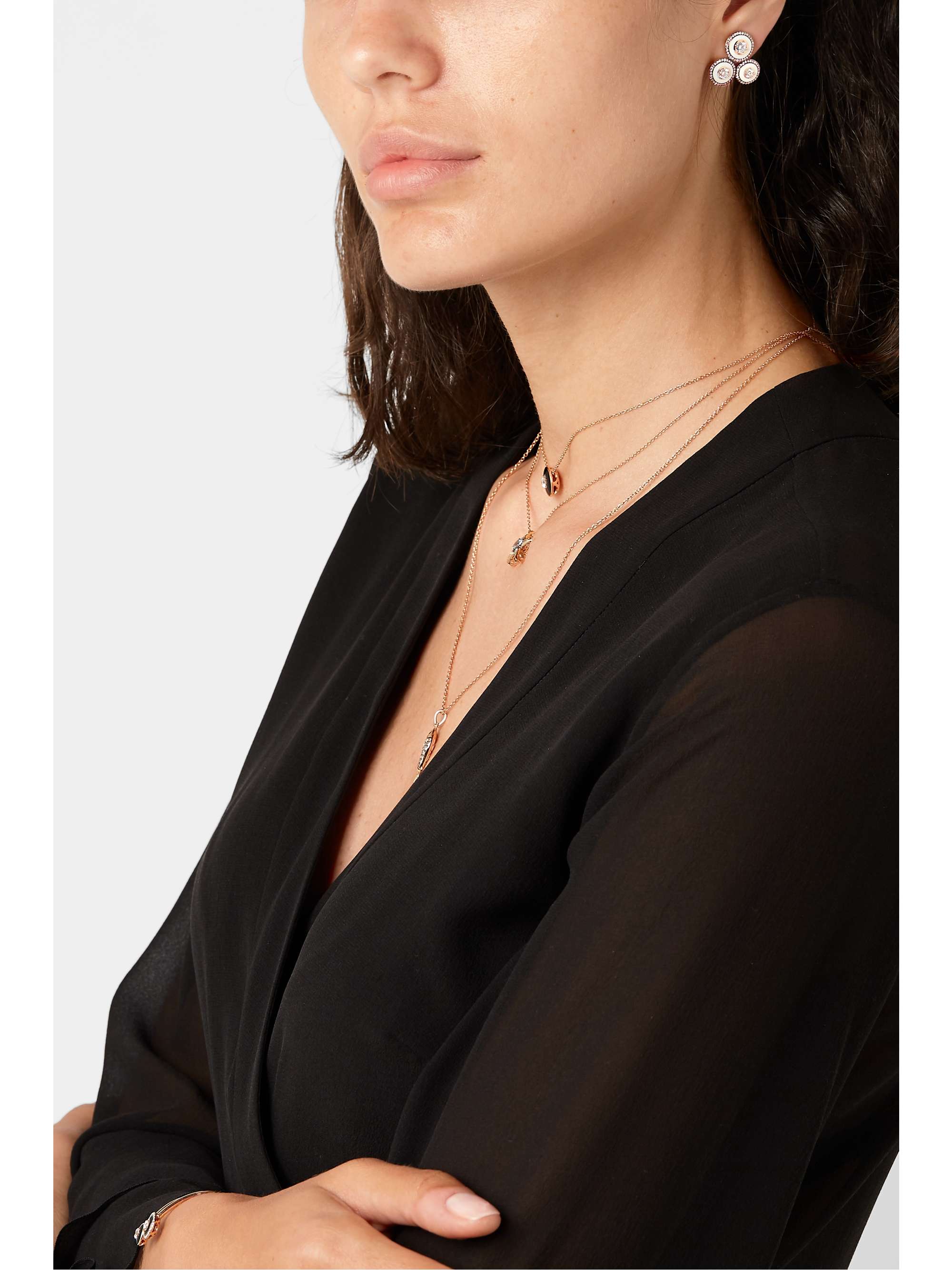 SELIM MOUZANNAR 18-karat rose gold, enamel and diamond clip-on earrings