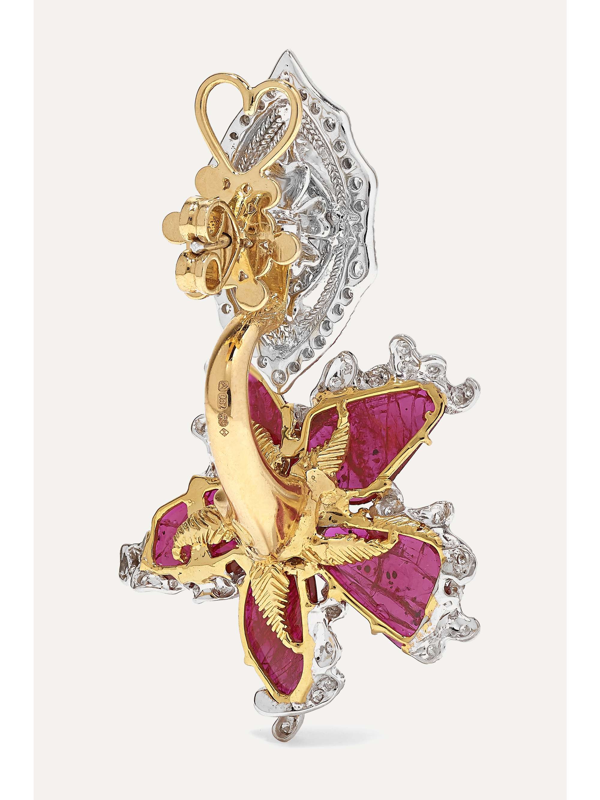 BINA GOENKA 18-karat gold, ruby and diamond earrings