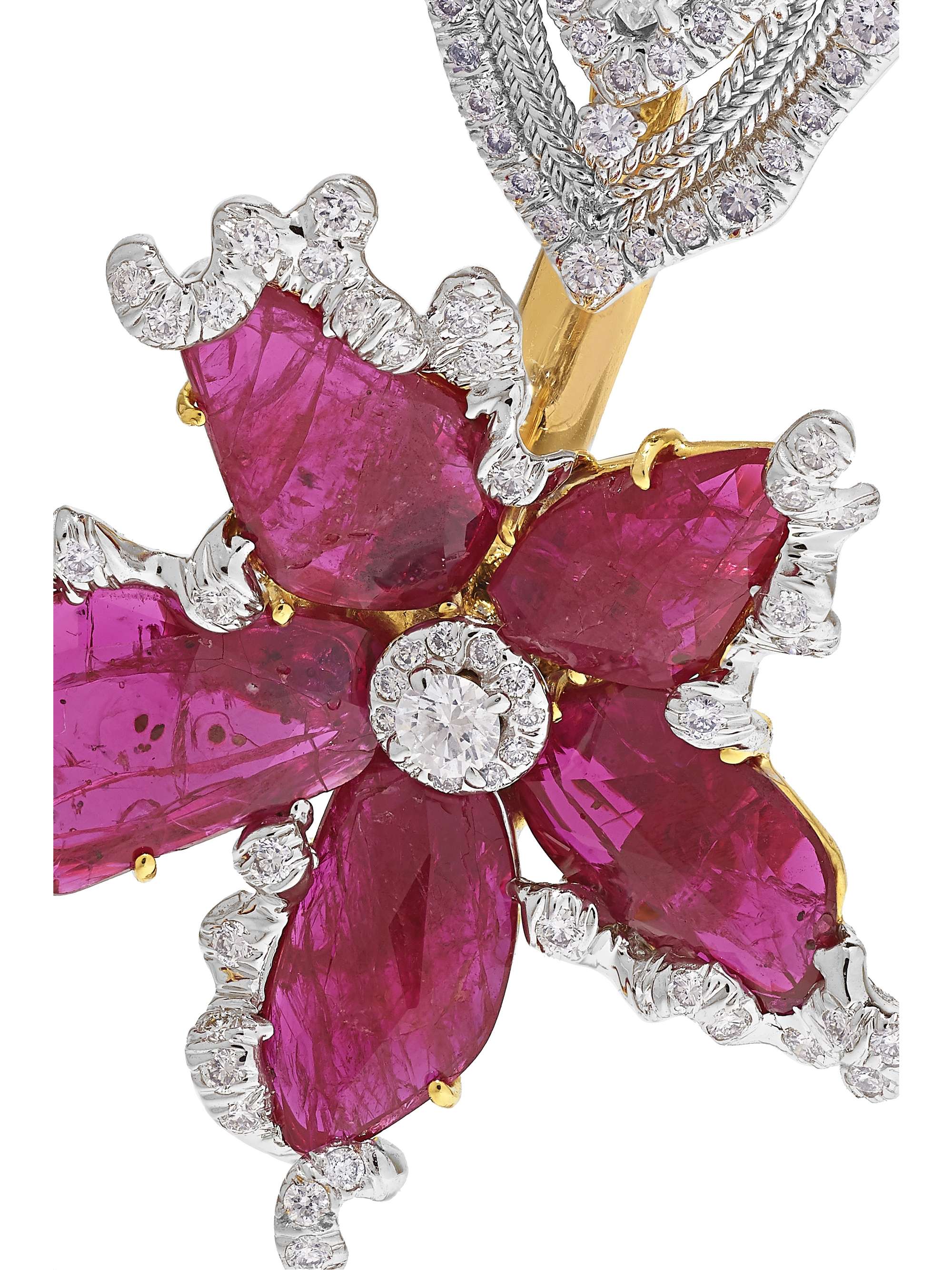 BINA GOENKA 18-karat gold, ruby and diamond earrings