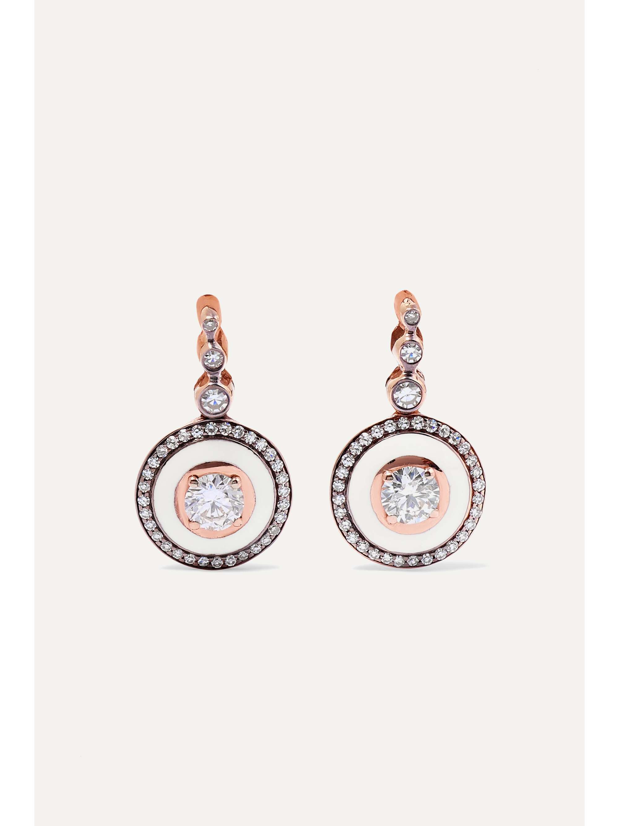 SELIM MOUZANNAR 18-karat rose gold, enamel and diamond earrings