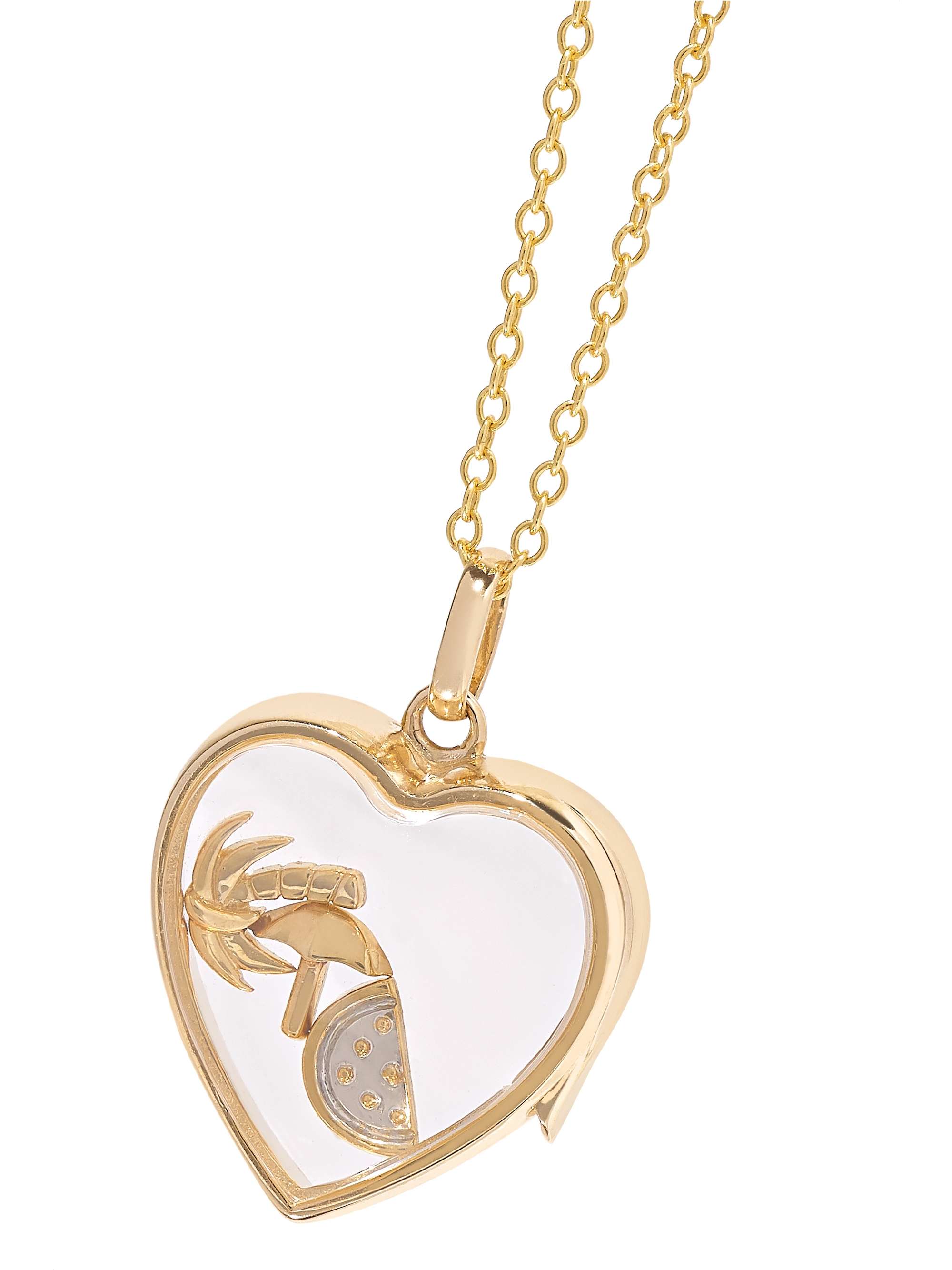 LOQUET 14-karat gold and sapphire crystal locket necklace
