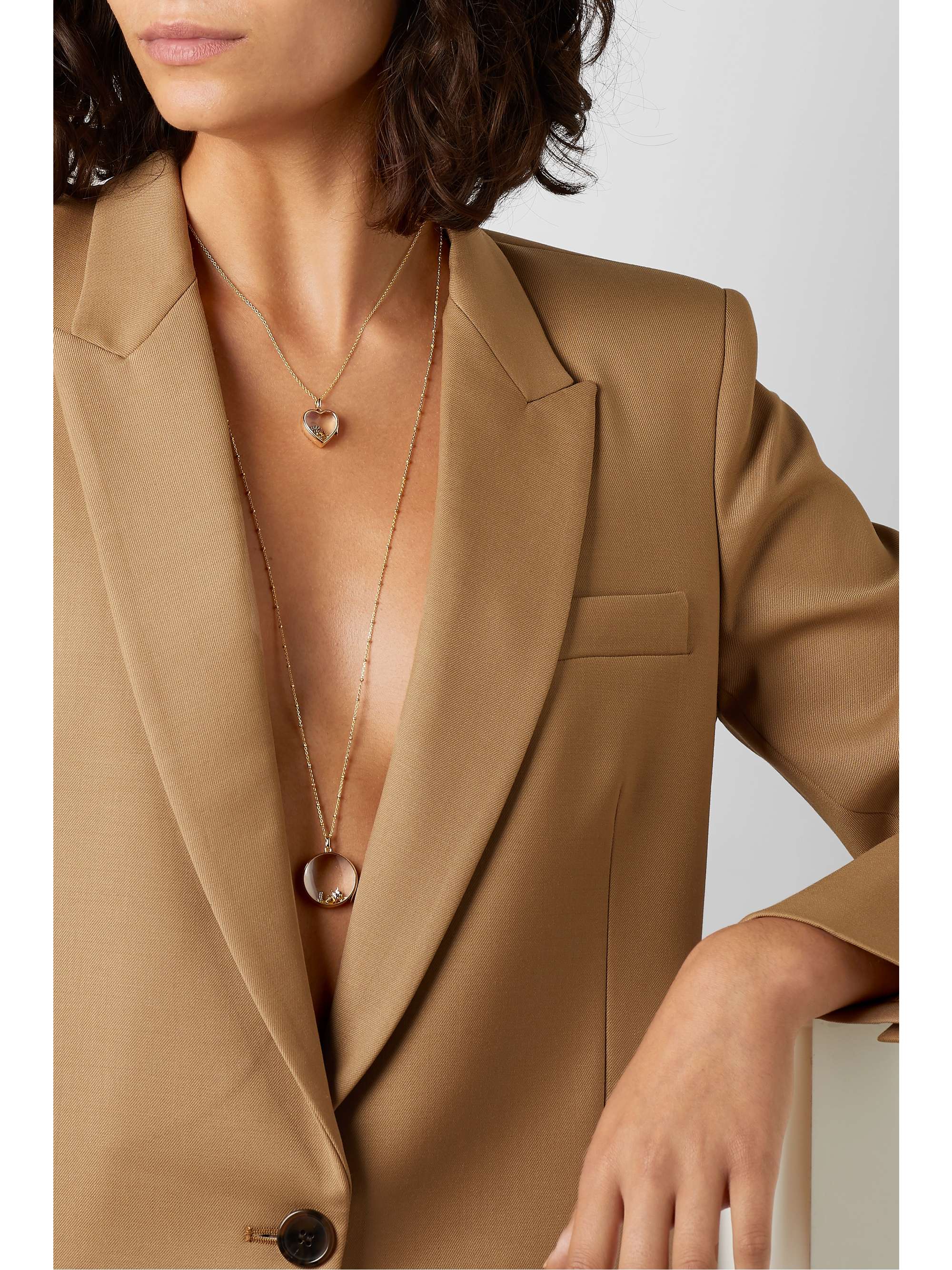 LOQUET 14-karat gold and sapphire crystal locket necklace