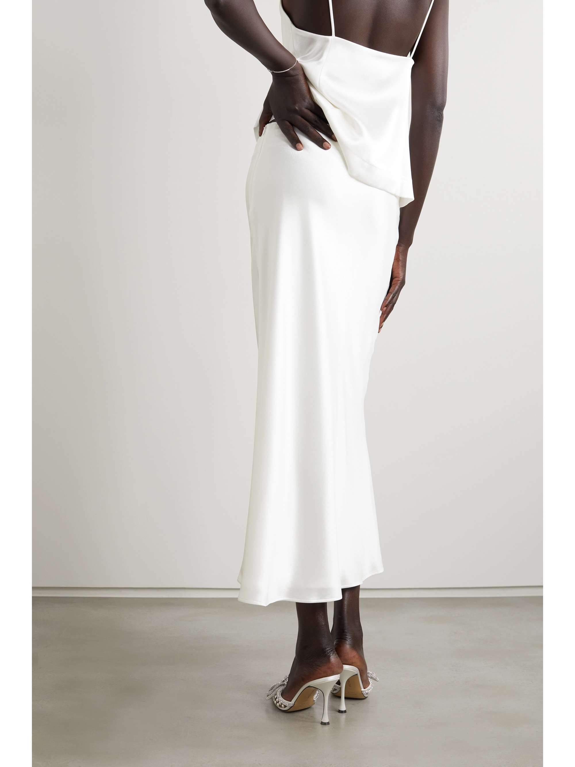 GALVAN Valletta satin midi skirt