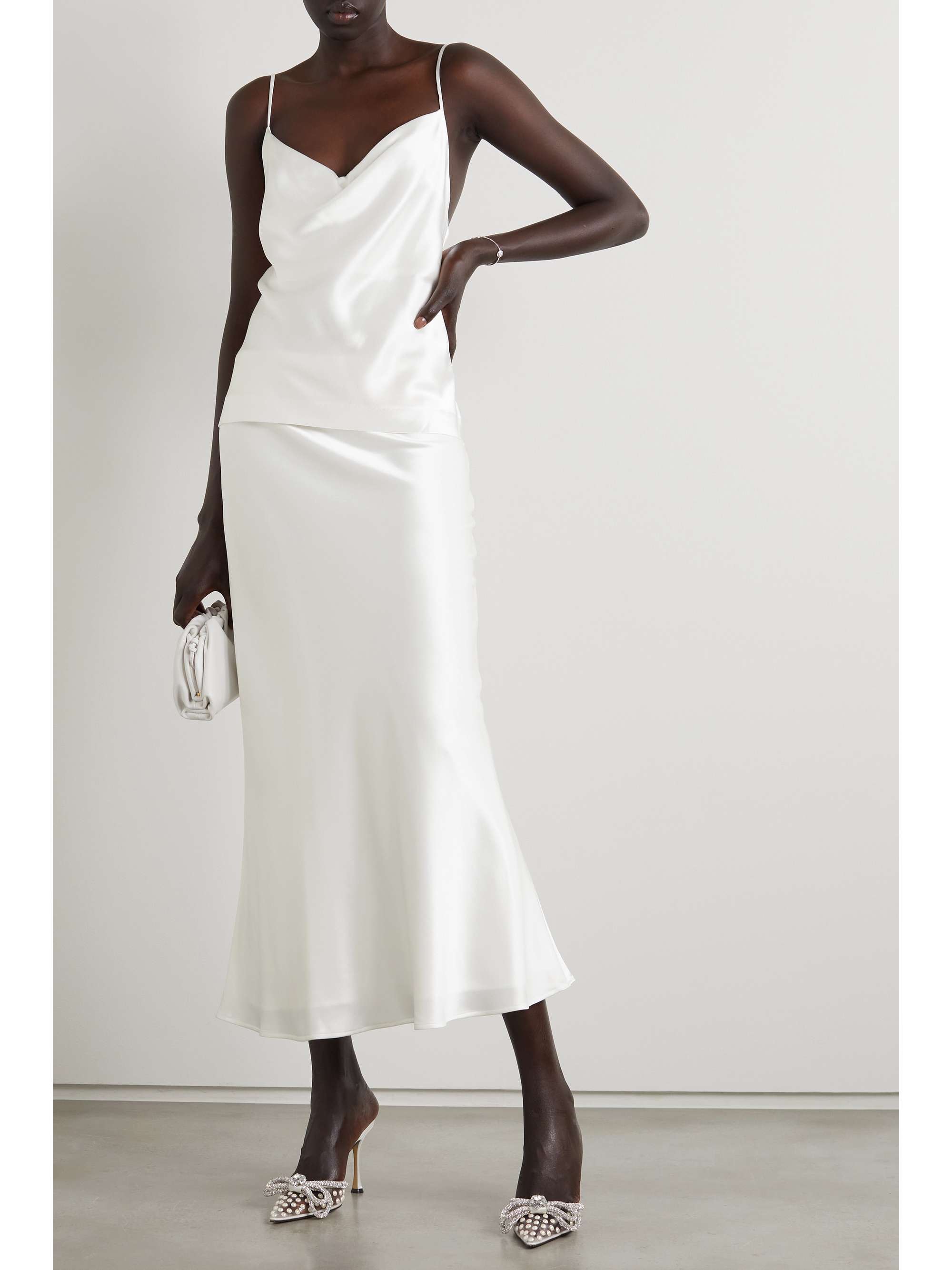 GALVAN Valletta satin midi skirt