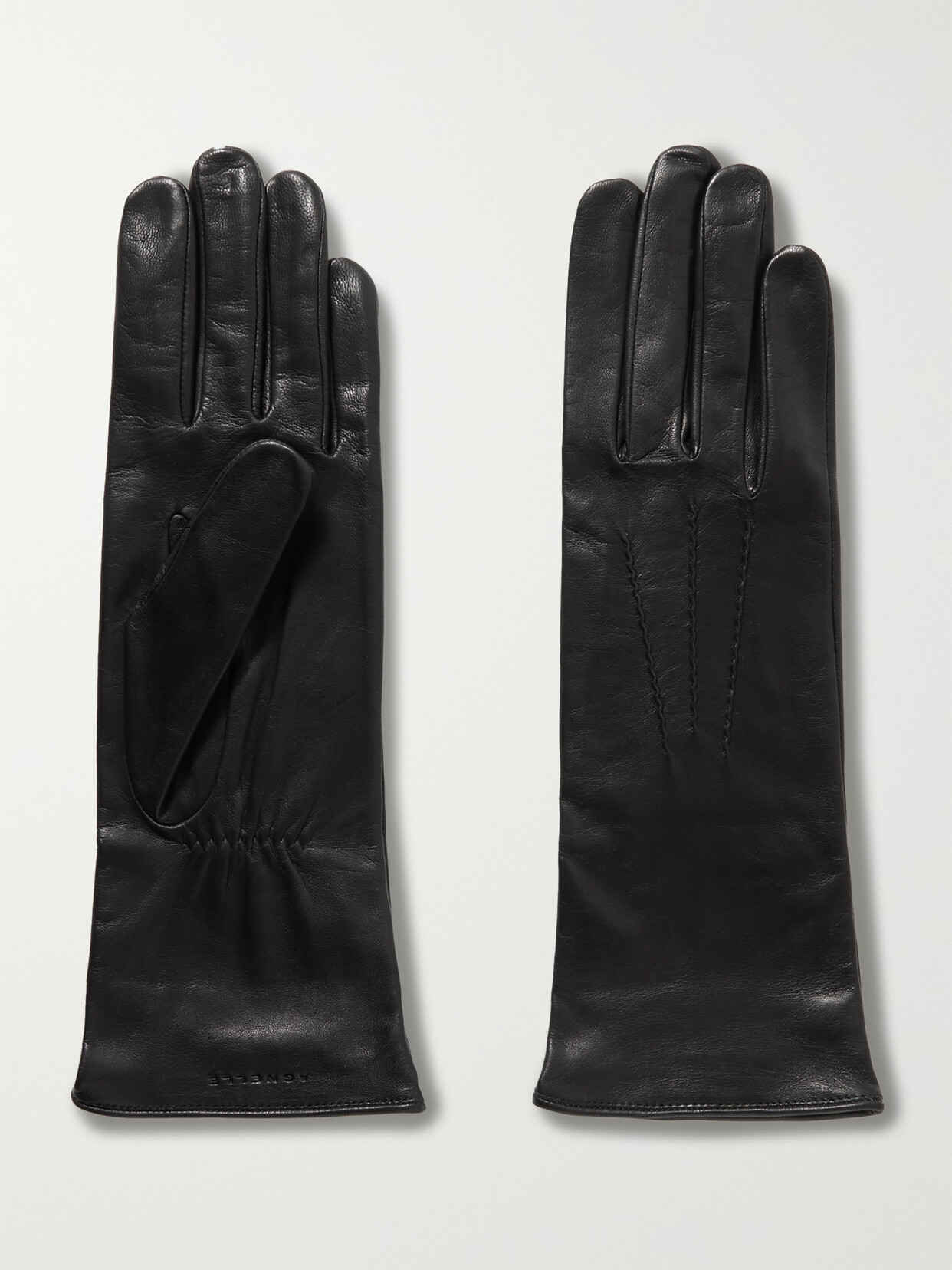 Agnelle Grace Leather Gloves In Black