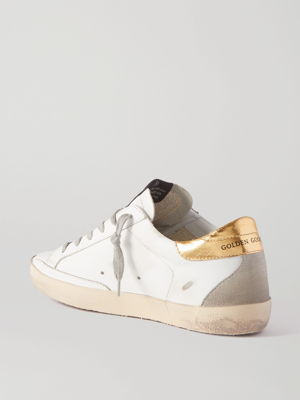 Shop Golden Goose Superstar Distressed Leather And Suede Sneakers In White